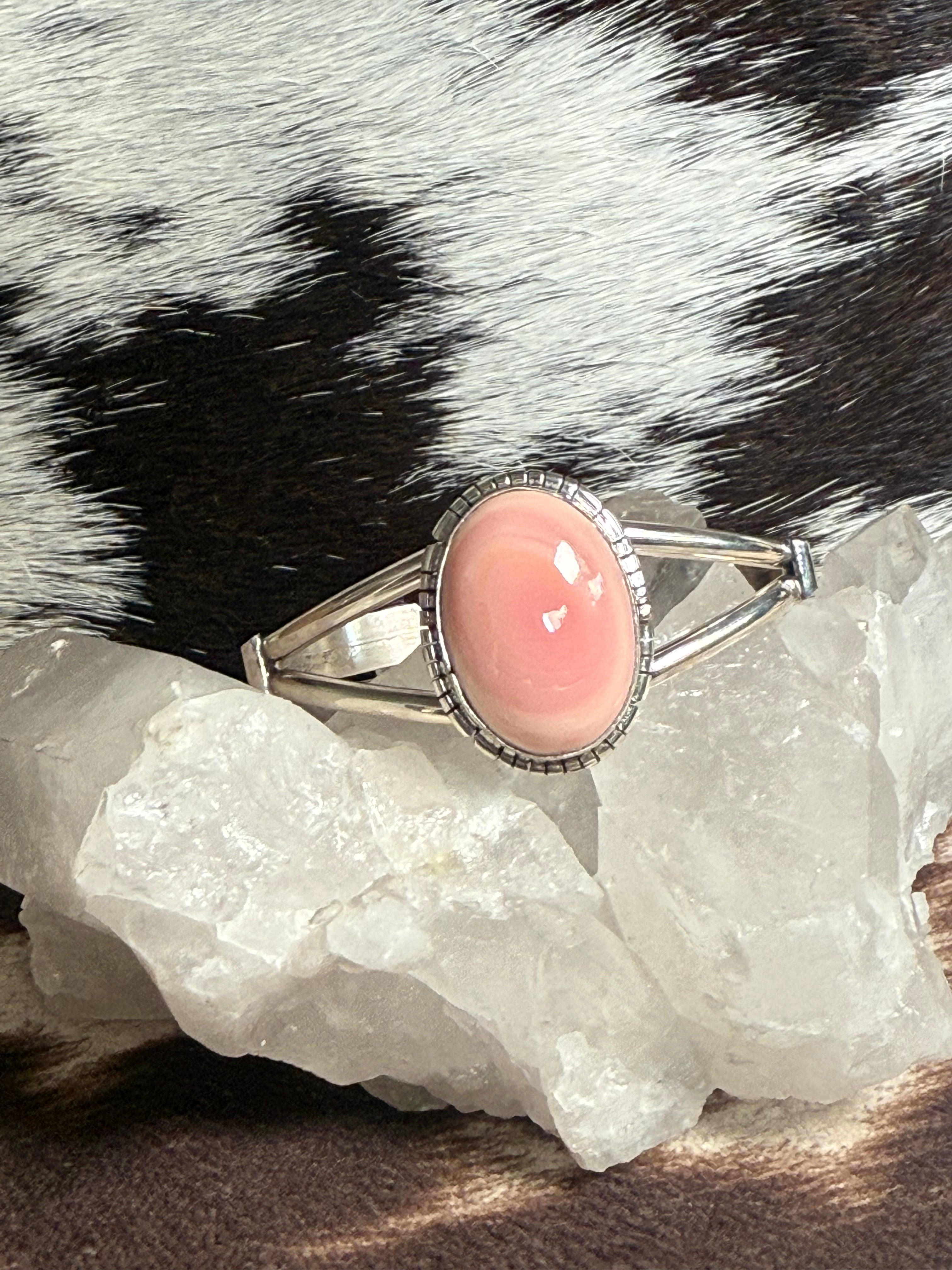 Sterling silver Pink Conch cuff