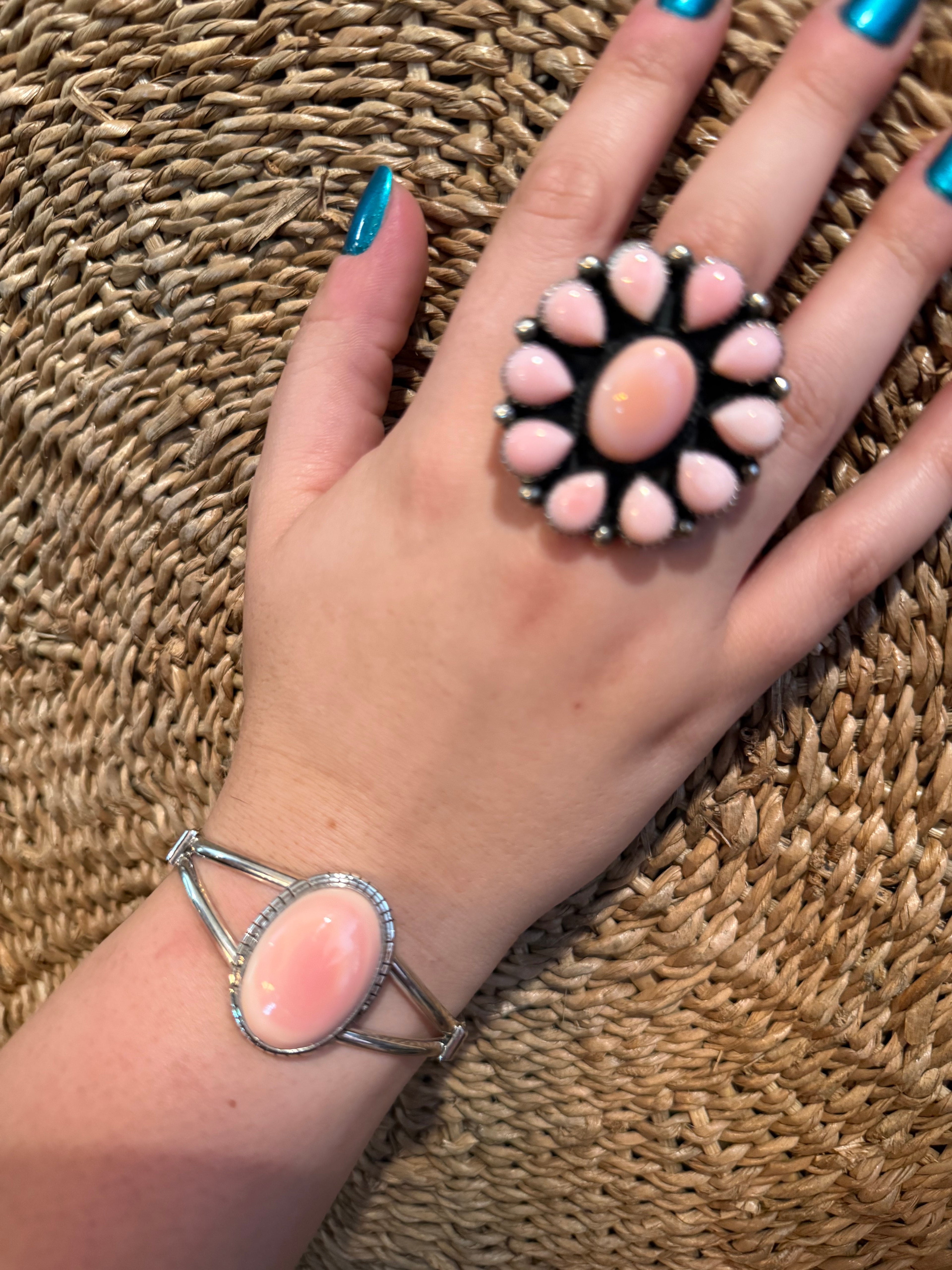 Sterling silver Pink Conch cuff