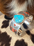 Sterling silver native turquoise cuff