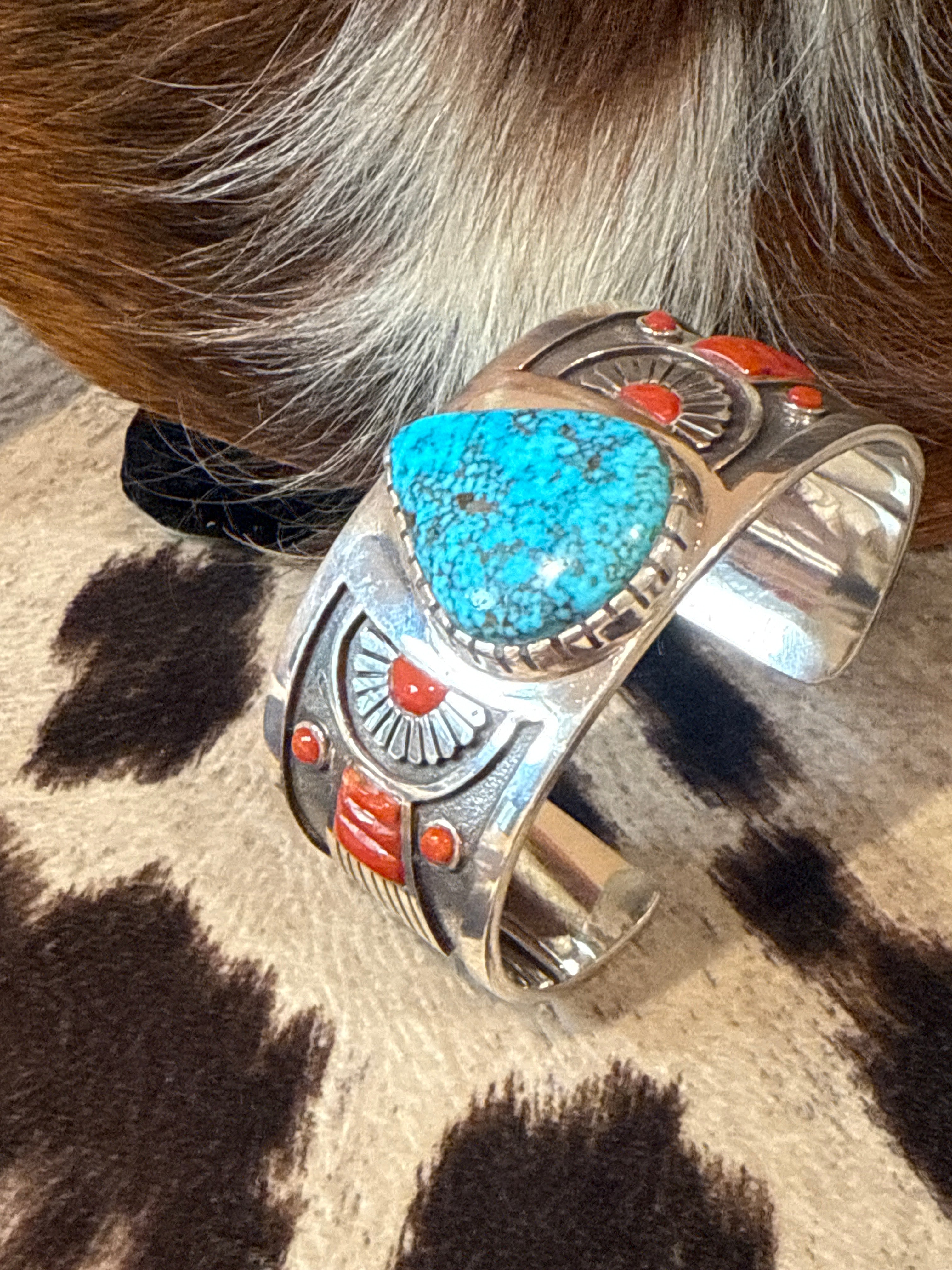 Sterling silver native turquoise cuff