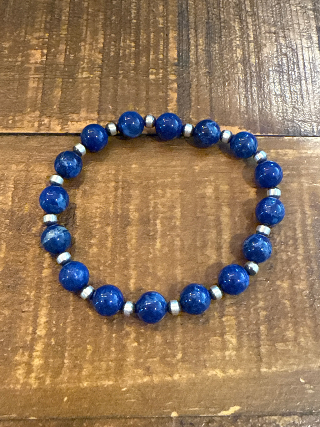 Sterling lapis bead bracelet