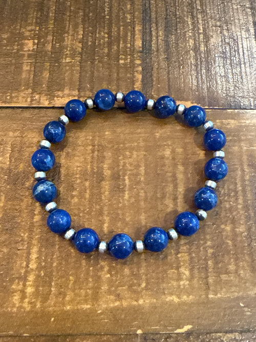 Sterling lapis bead bracelet
