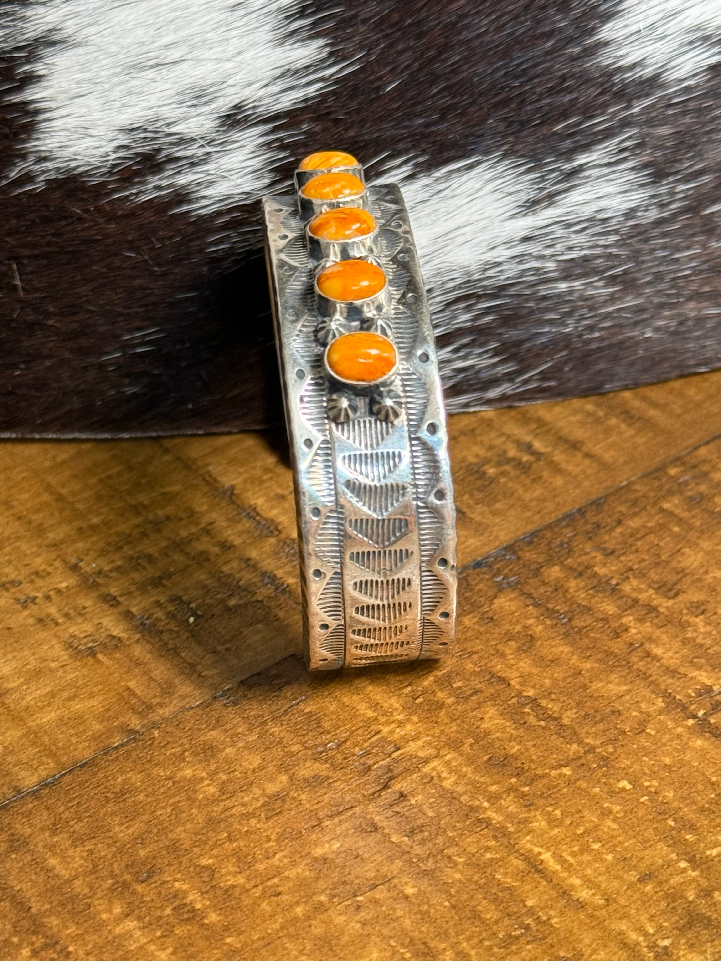Sterling silver Orange Spiny cuff