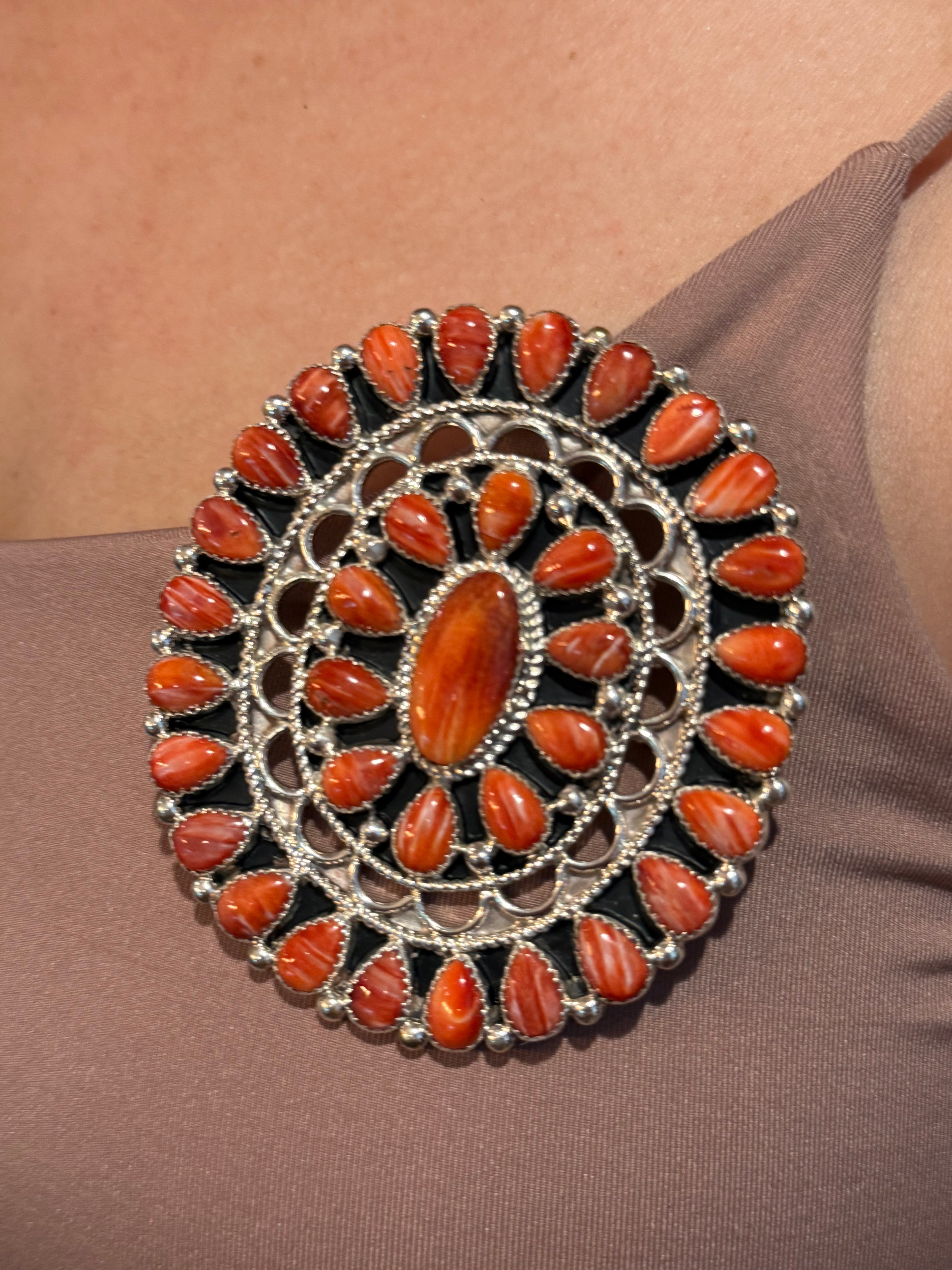 Sterling silver 3 inch Spiny pendant/pin