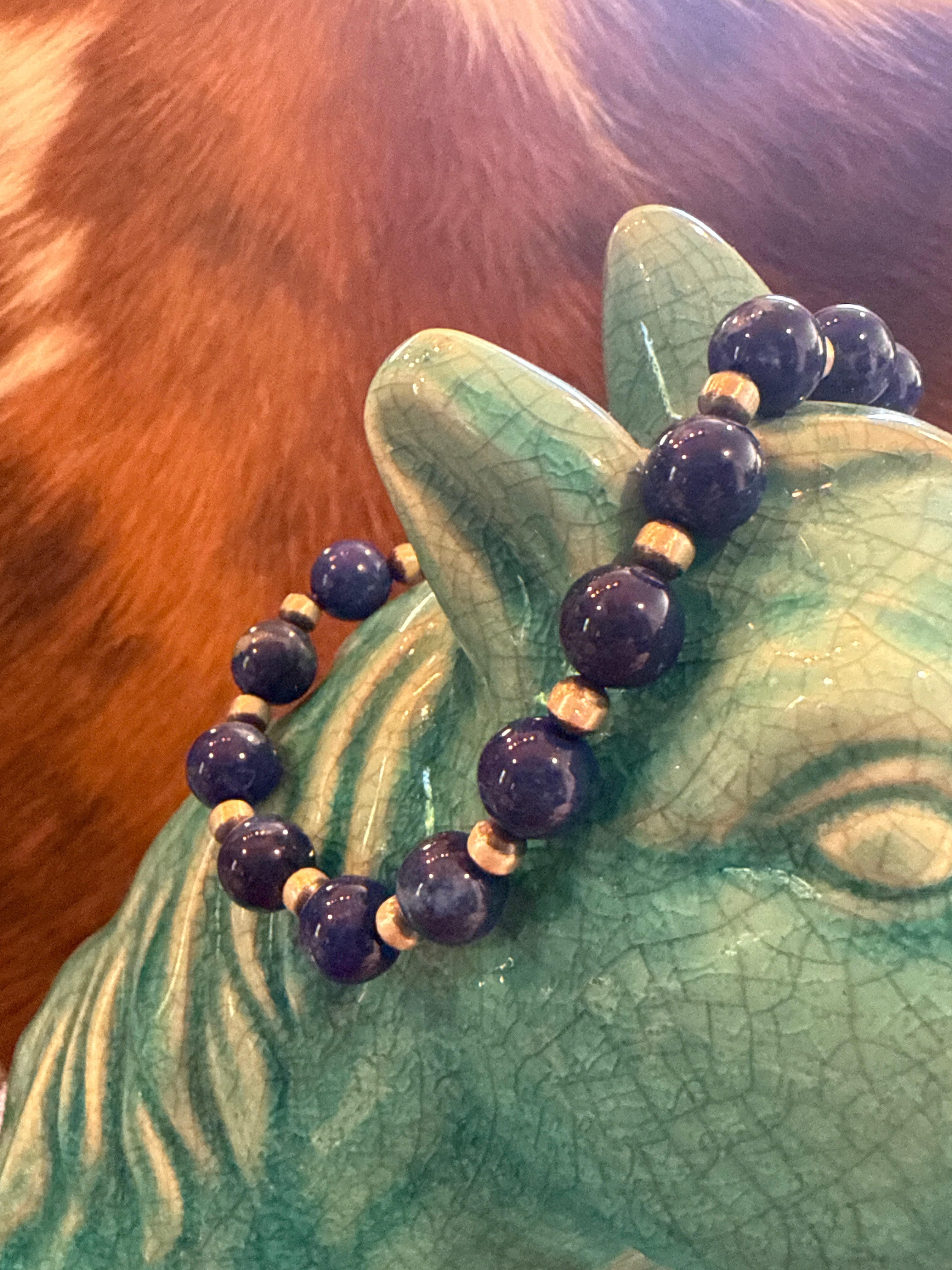 Sterling lapis bead bracelet