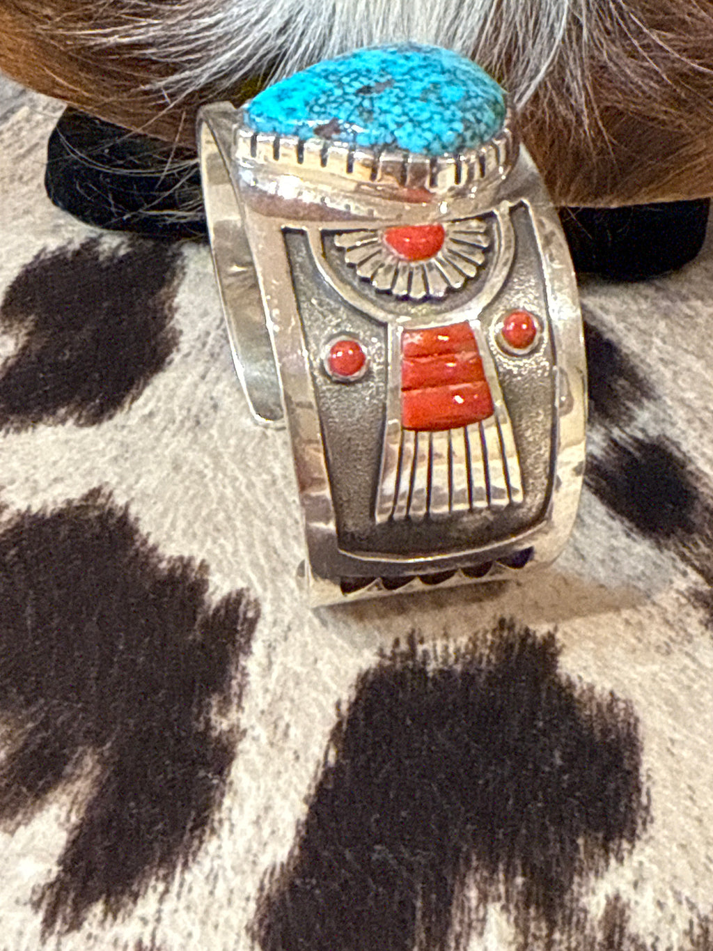 Sterling silver native turquoise cuff