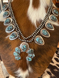 Sterling silver Blue Moon Squash blossom necklace