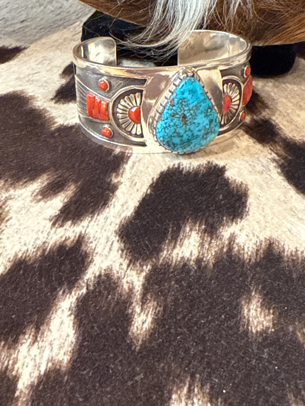Sterling silver native turquoise cuff