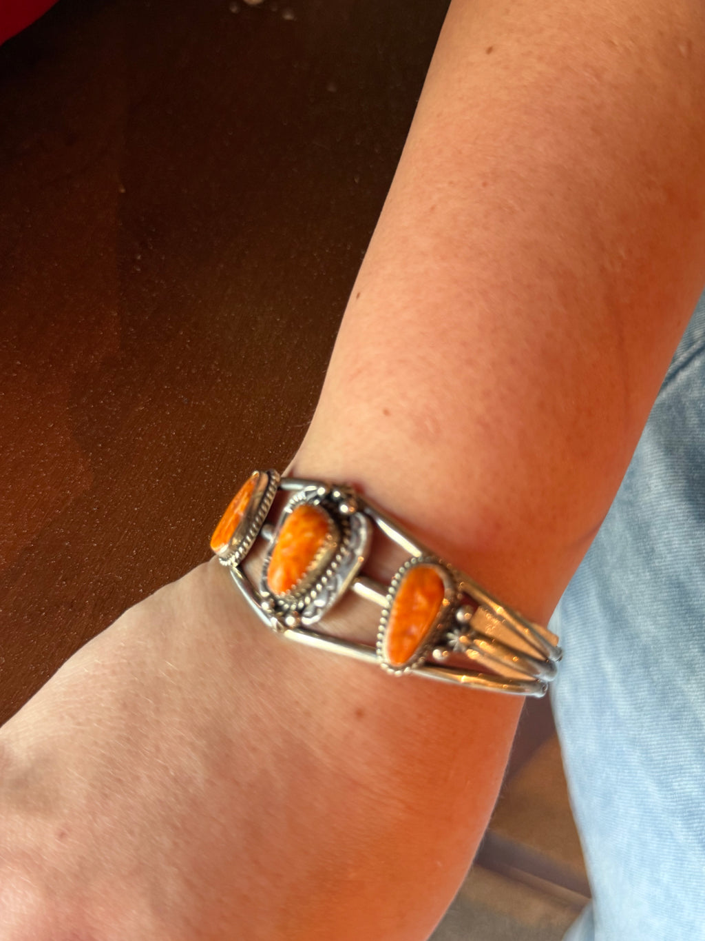 Sterling silver Orange Spiny cuff