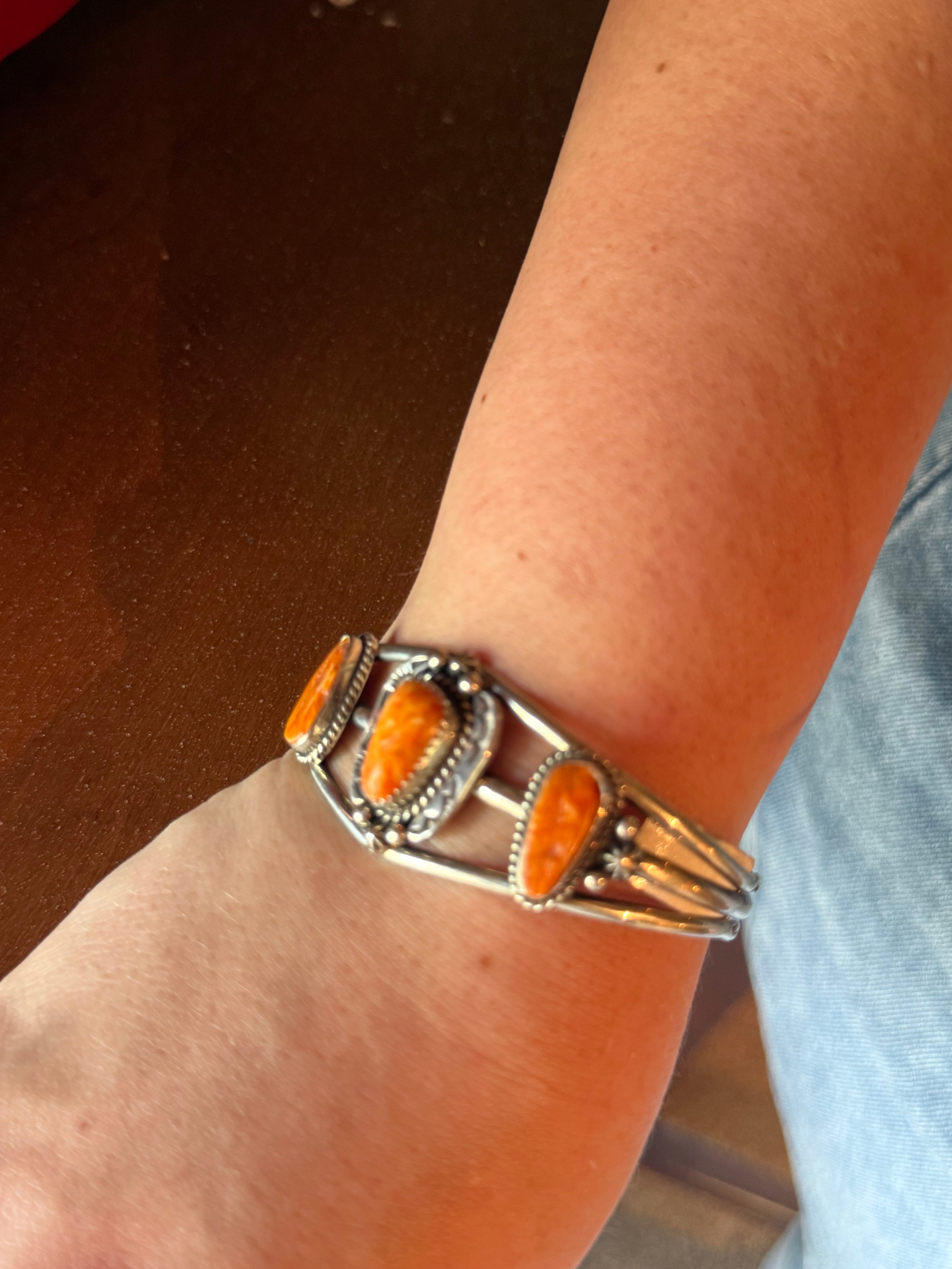 Sterling silver Orange Spiny cuff