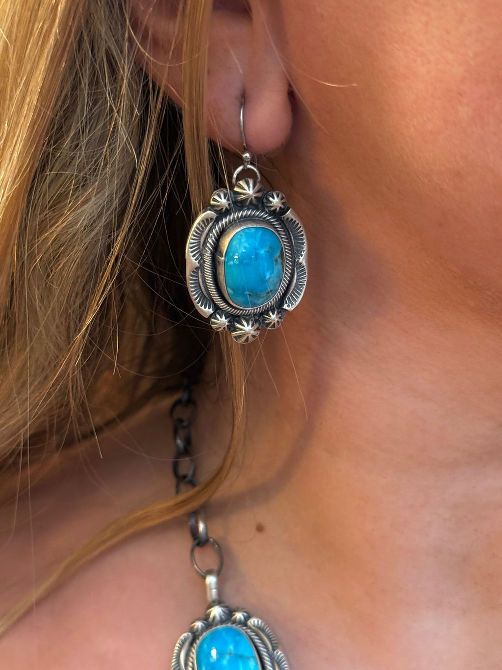 Sterling Silver Turquoise Whitewater Lariat/Earrings