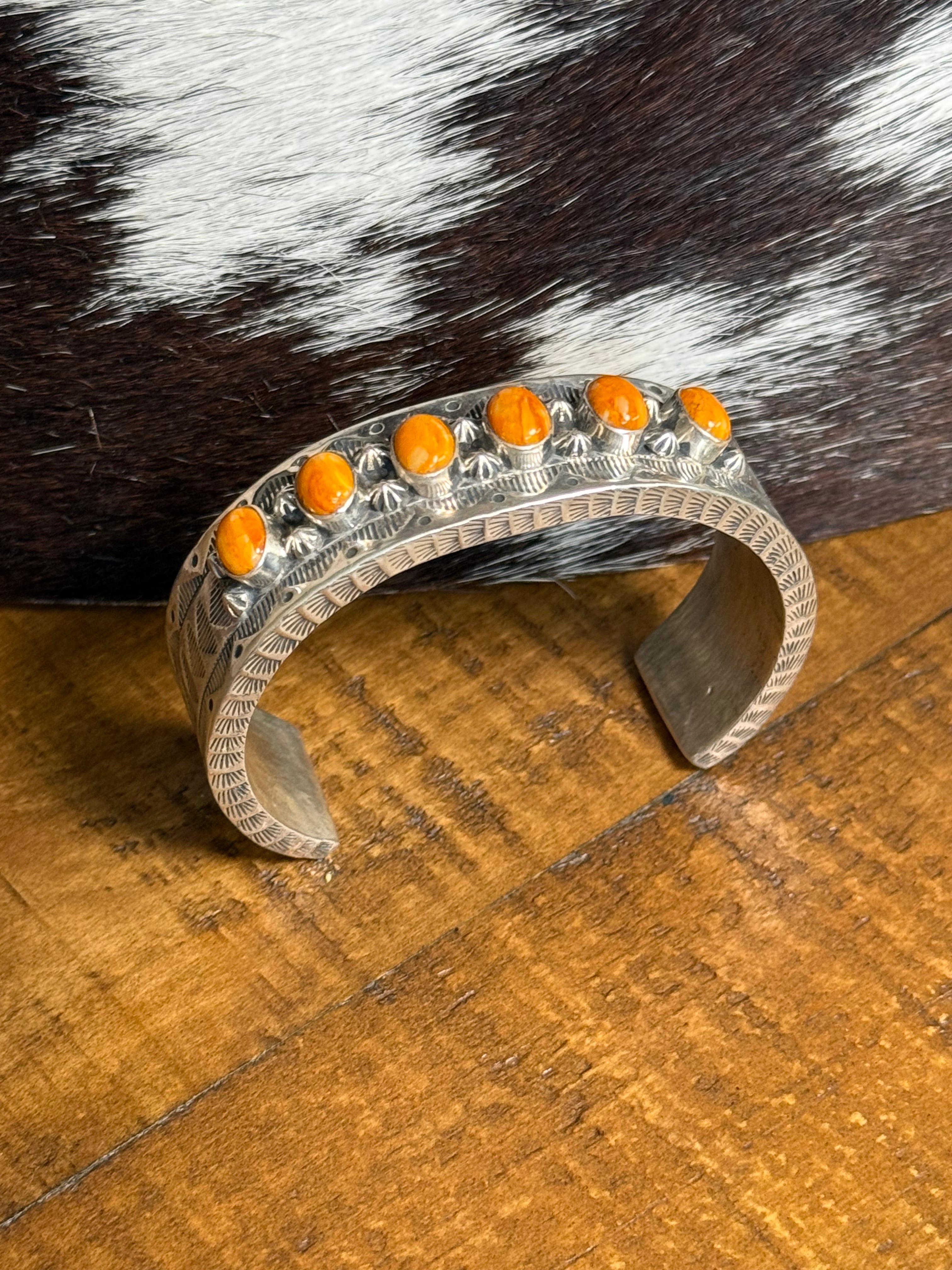 Sterling silver Orange Spiny cuff