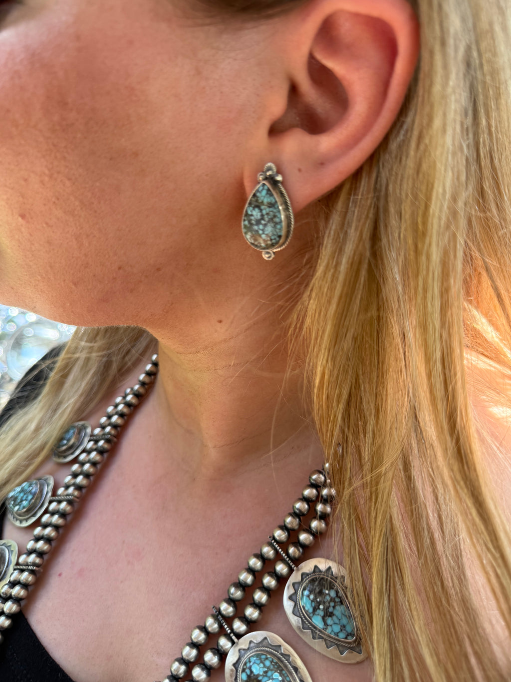 Sterling silver Blue Moon Squash blossom necklace