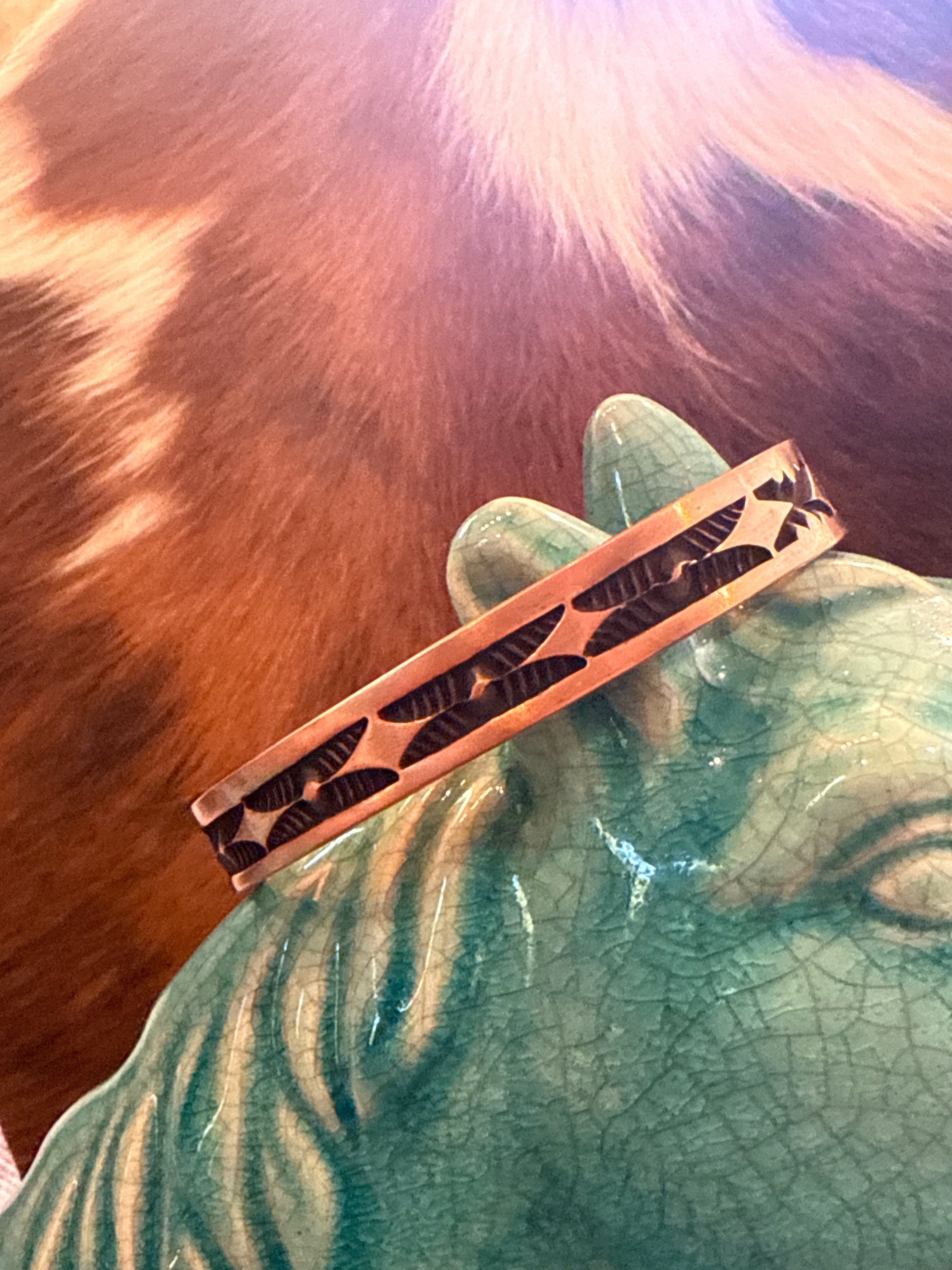 Copper stamped cuff