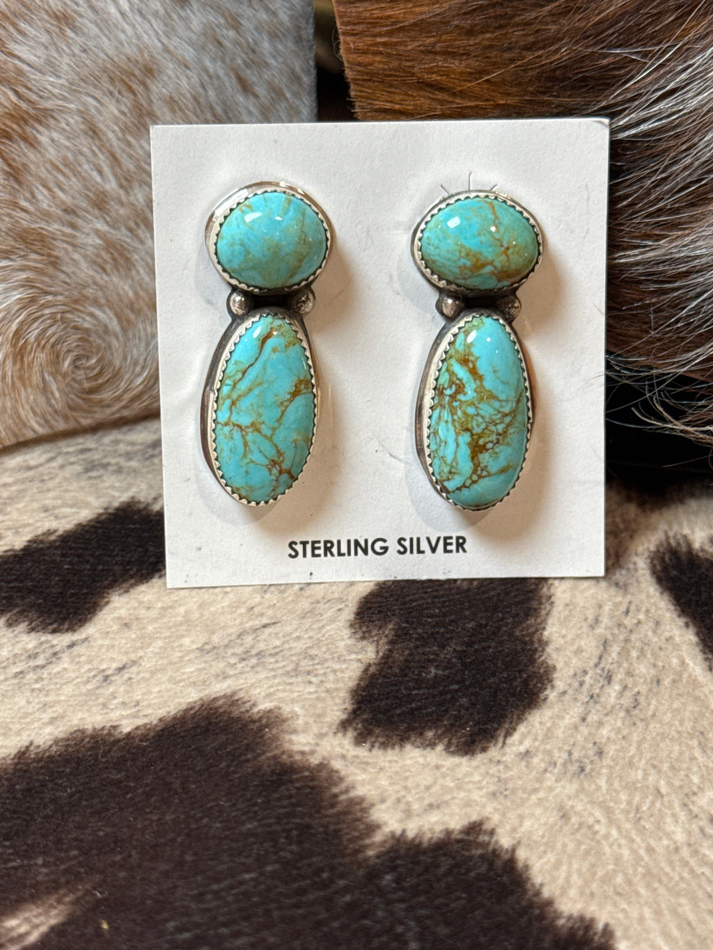 Sterling silver Large Mine 8 turquoise lariat