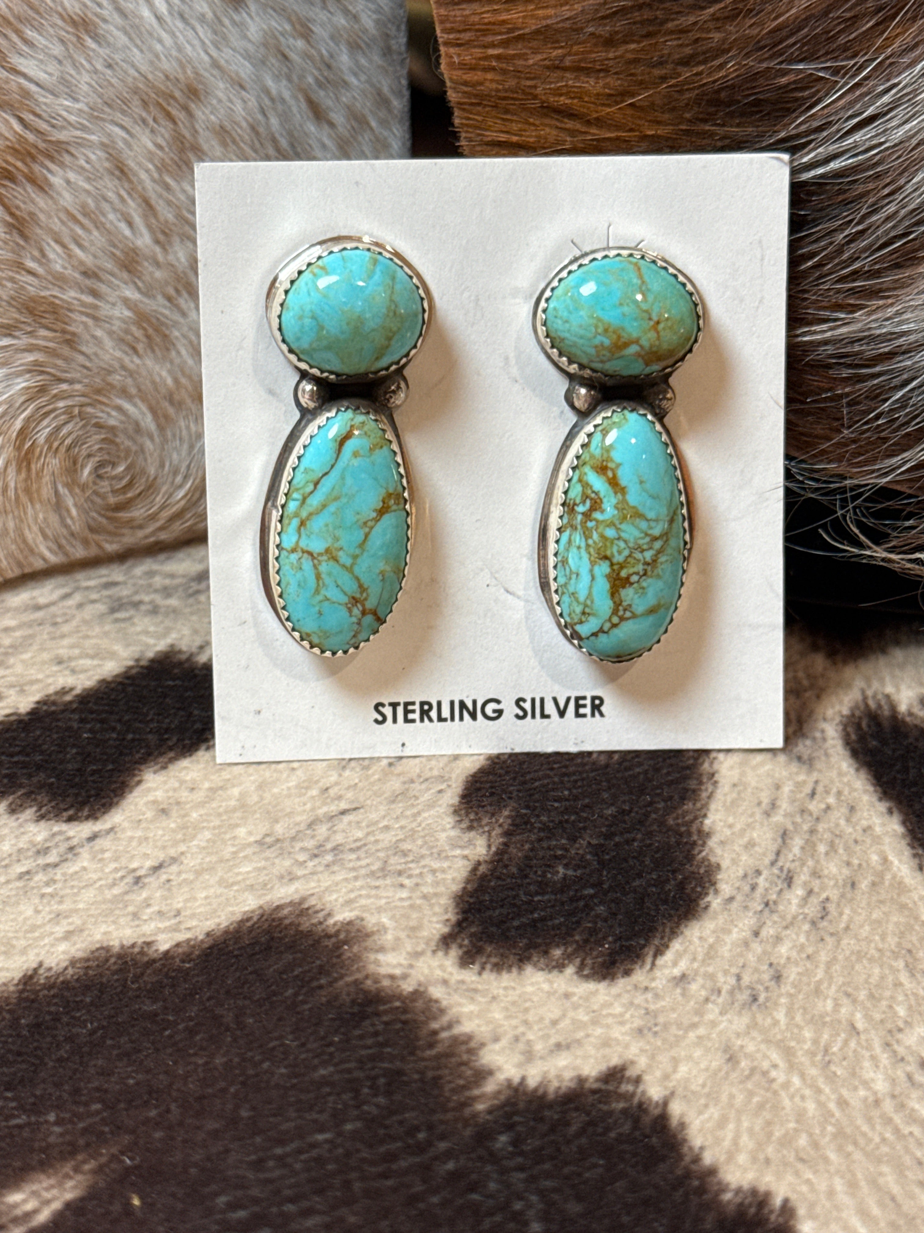 Sterling silver Large Mine 8 turquoise lariat