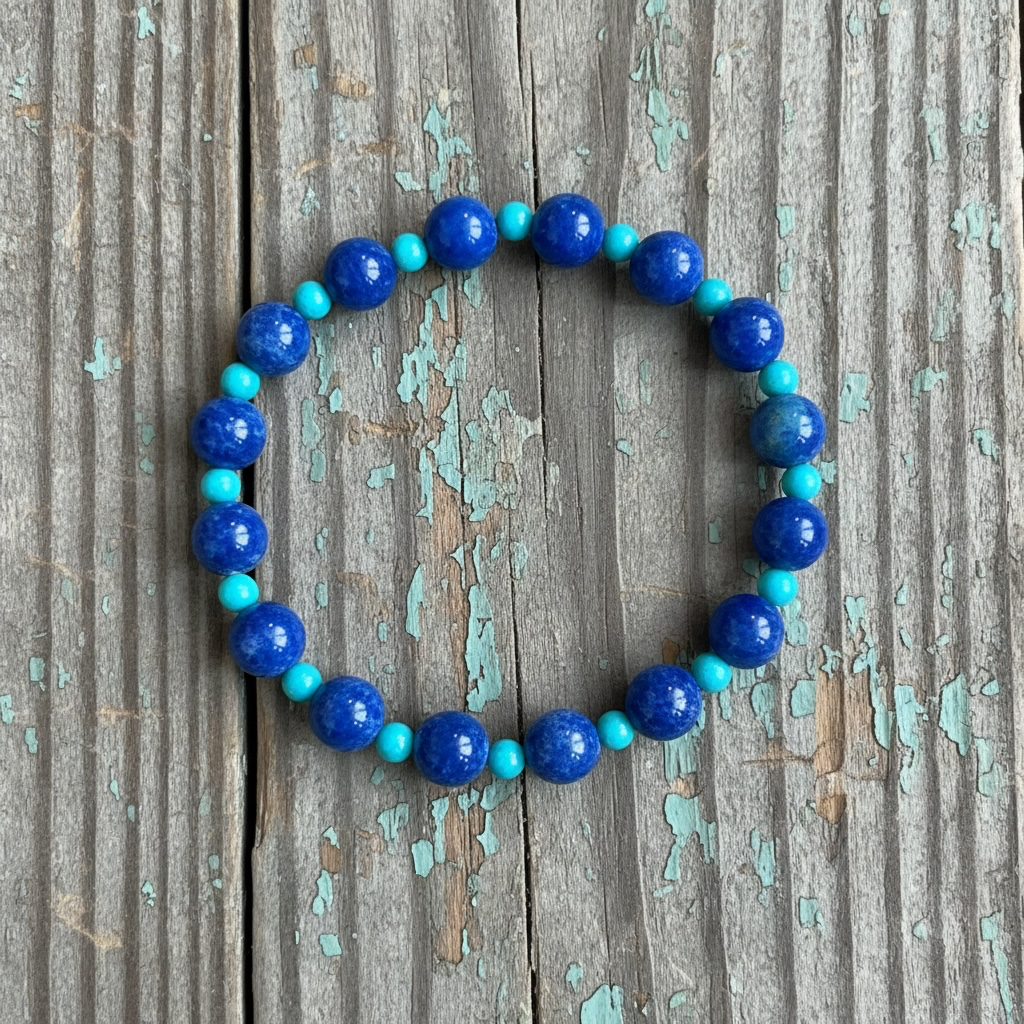 Lapis and Turquoise stretch bead bracelet