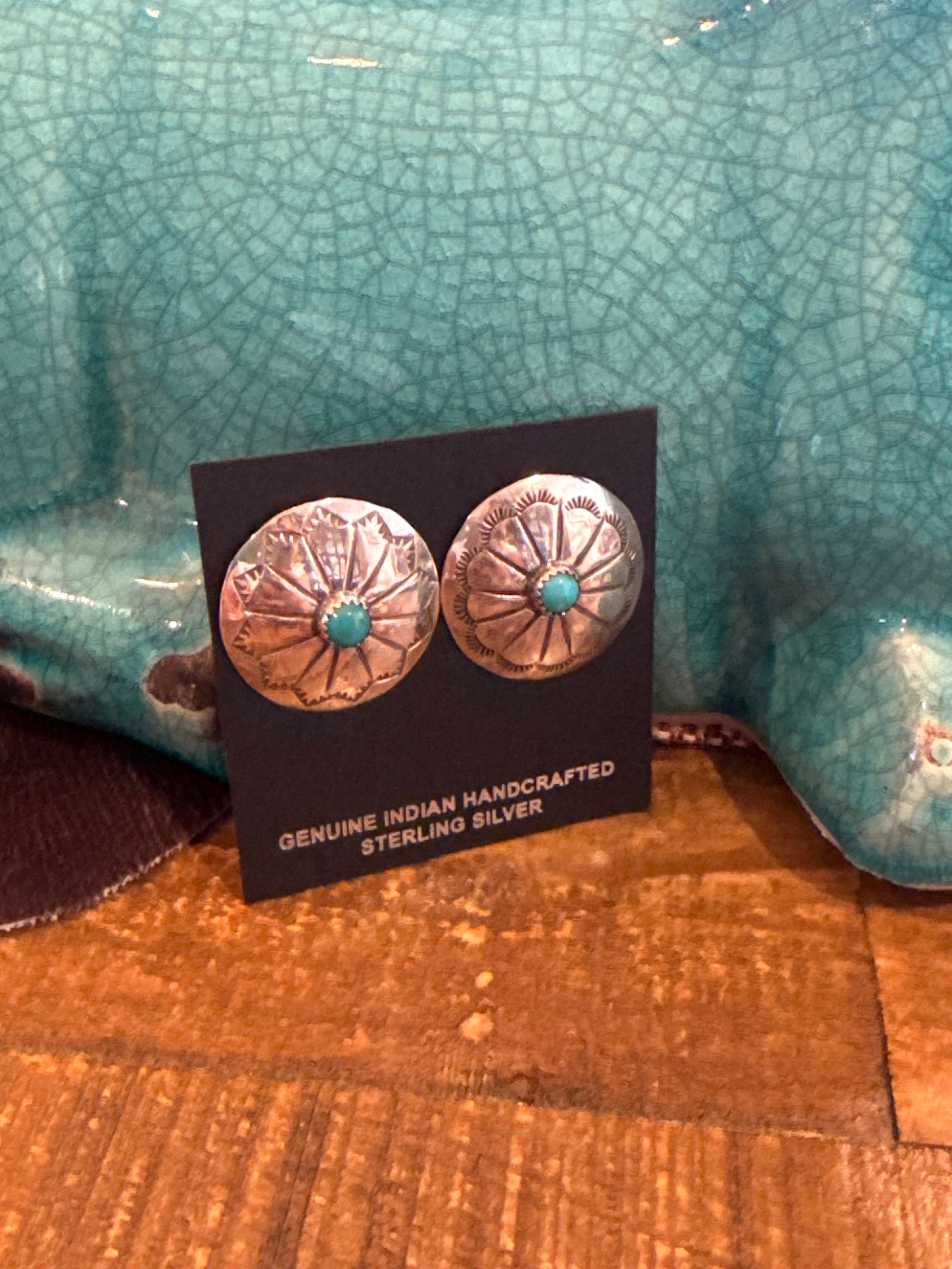 Sterling silver Concho earrings