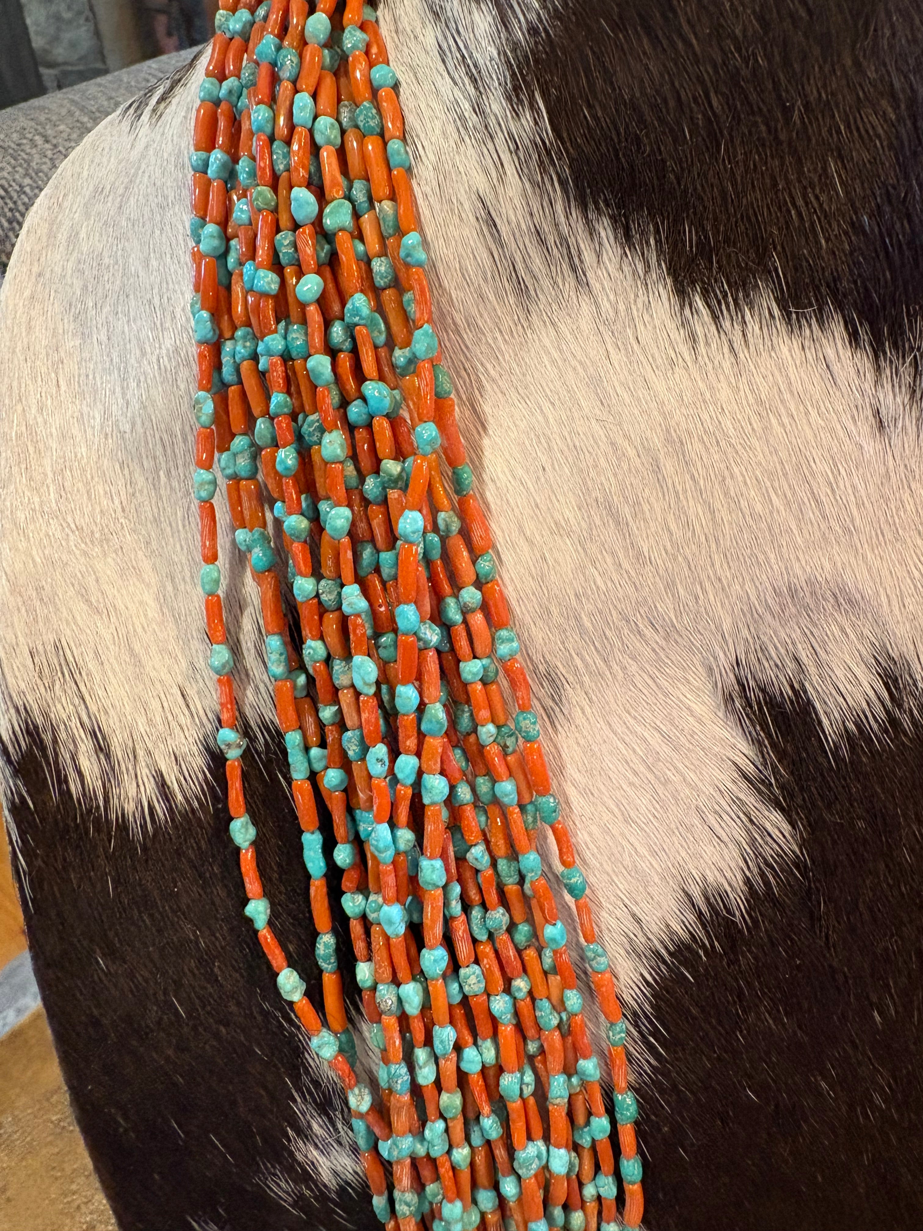 Sterling Silver Spiny with Turquoise Bead Necklace