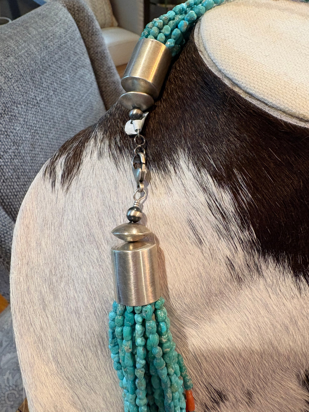 Sterling Silver Spiny with Turquoise Bead Necklace