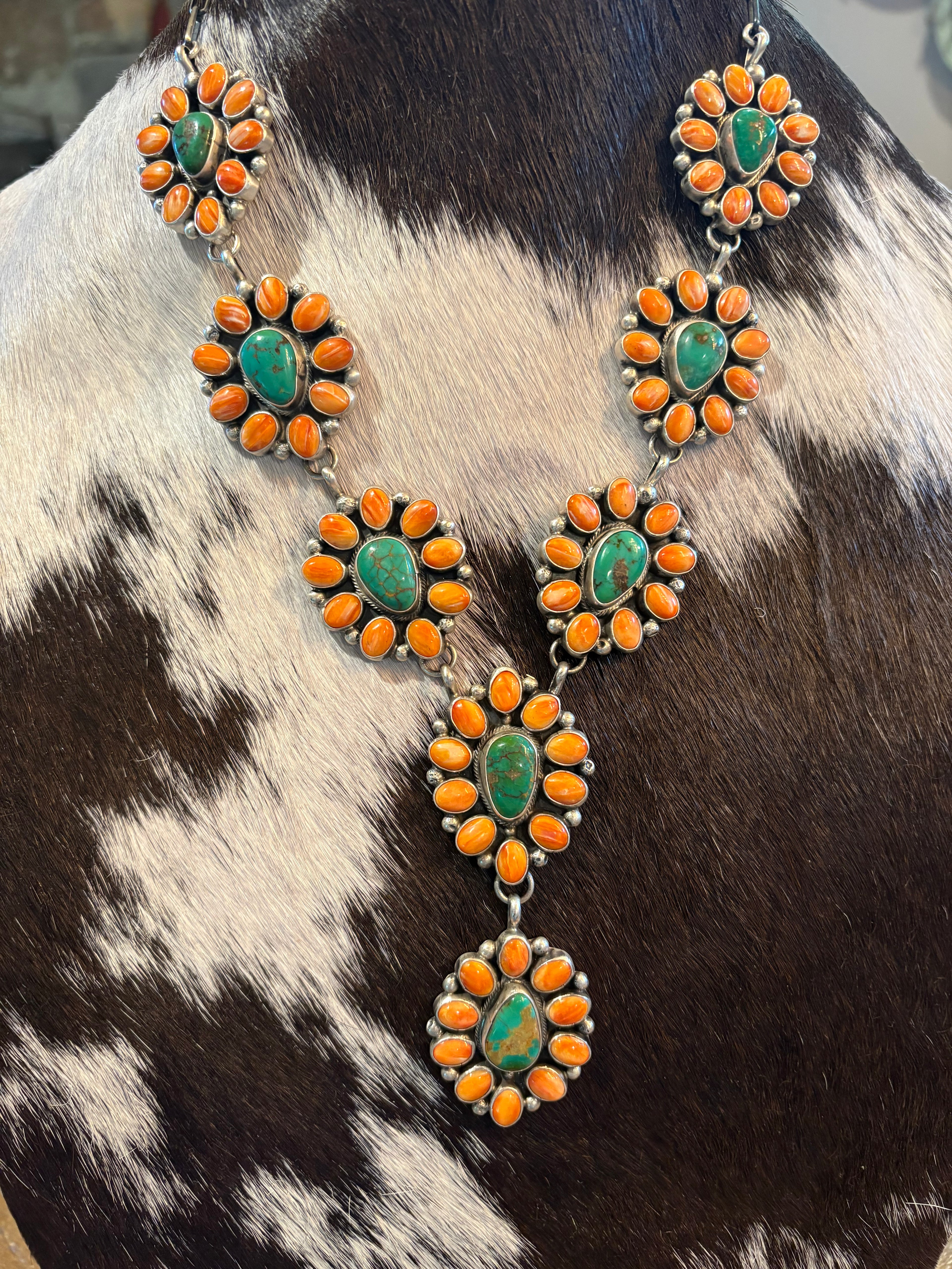 Sterling Silver Spiny Oyster Lariat/Earrings