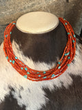 Sterling Silver Spiny & Turquoise Bead Necklace