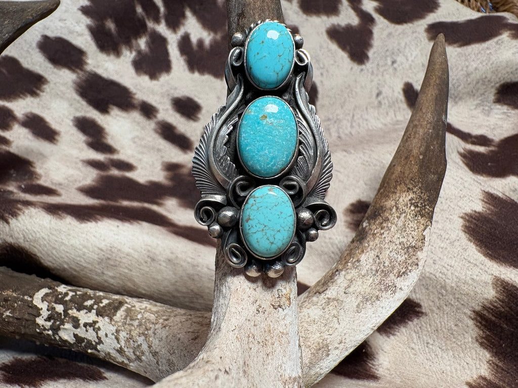 Sterling Silver Mine 8 Turquoise Adjustable Ring