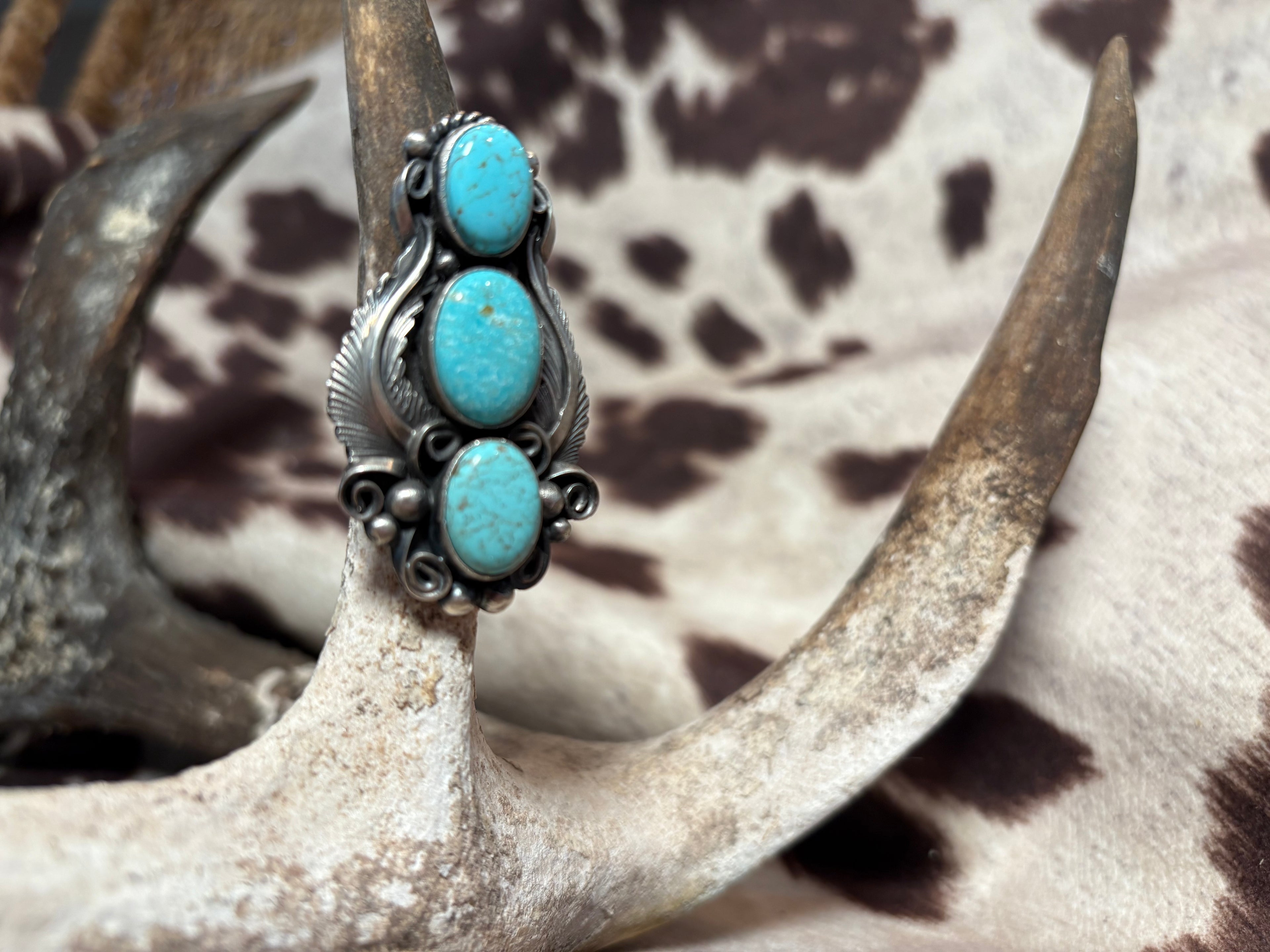 Sterling Silver Mine 8 Turquoise Adjustable Ring