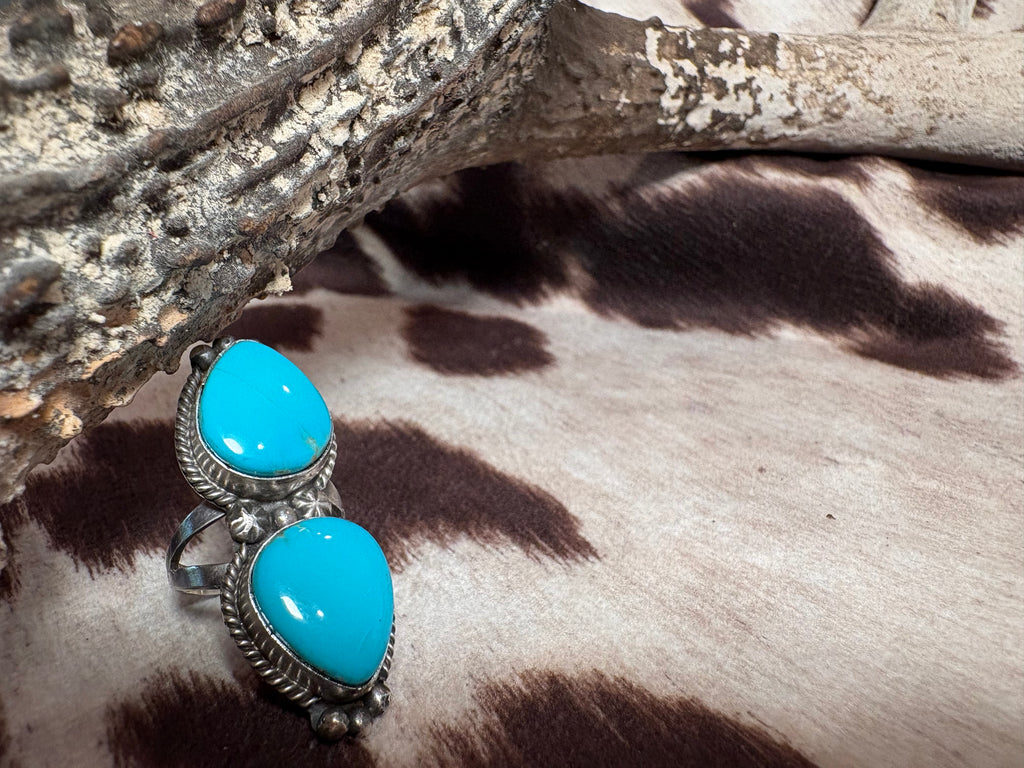 Sterling Silver Kingman Double Stone Ring