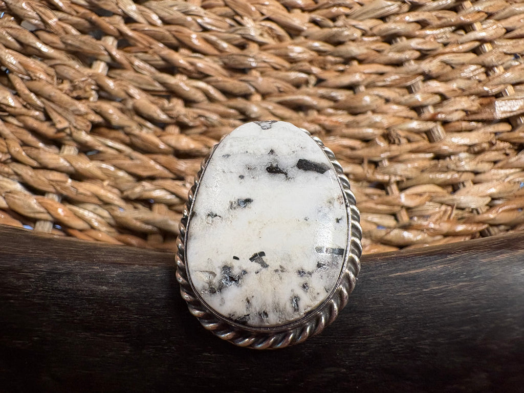 Sterling Silver White Buff Ring