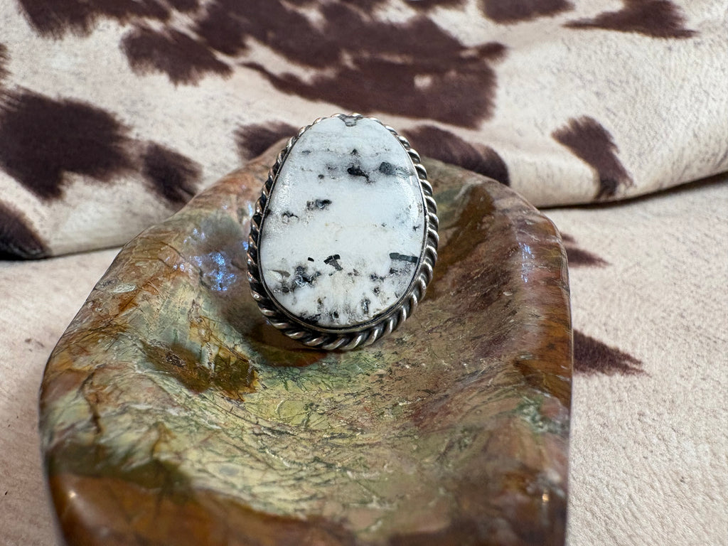 Sterling Silver White Buff Ring