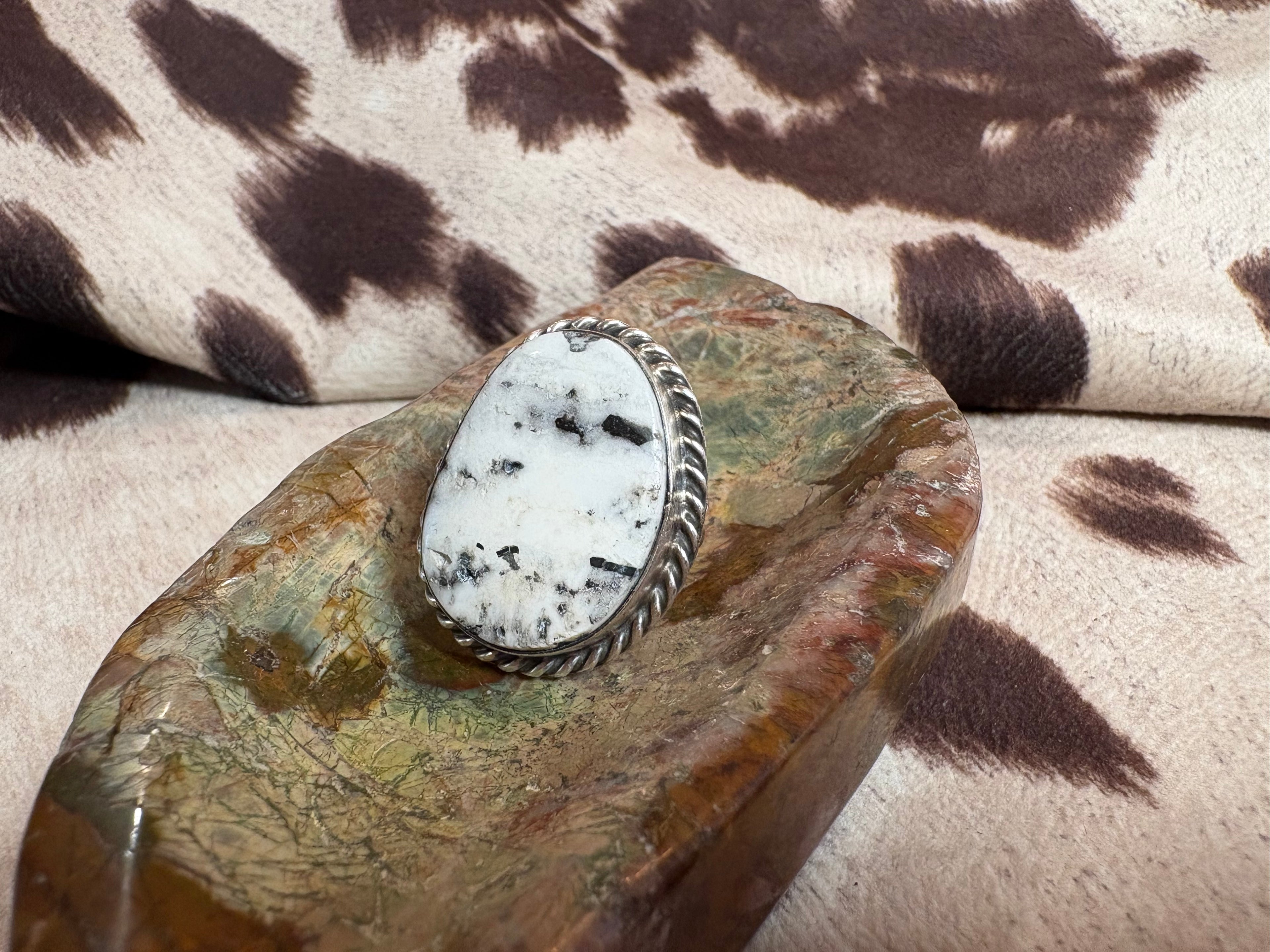 Sterling Silver White Buff Ring