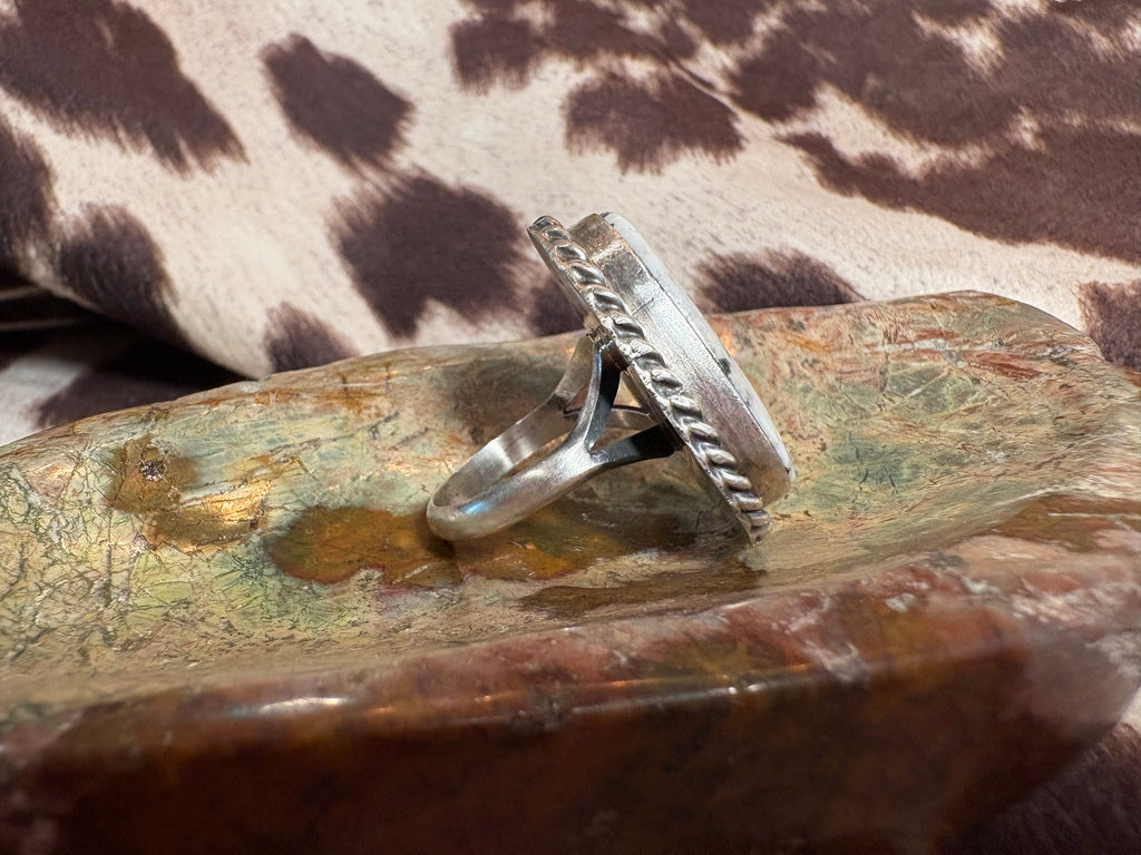 Sterling Silver White Buff Ring