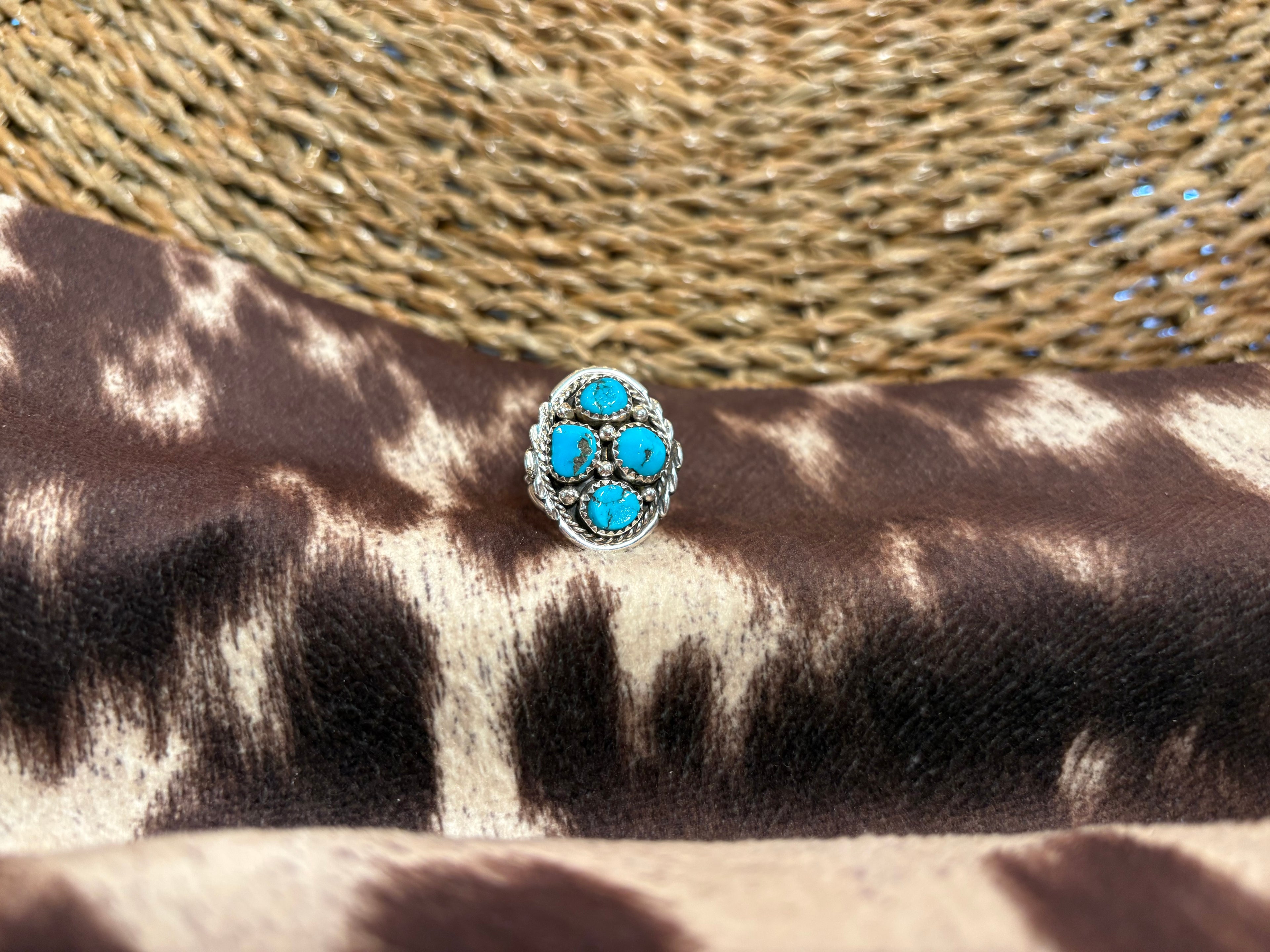 Sterling Silver Turquoise Cluster Ring