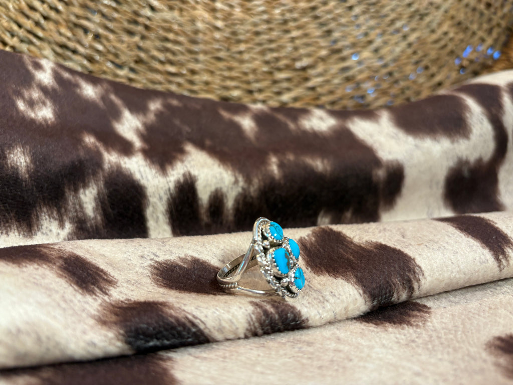 Sterling Silver Turquoise Cluster Ring