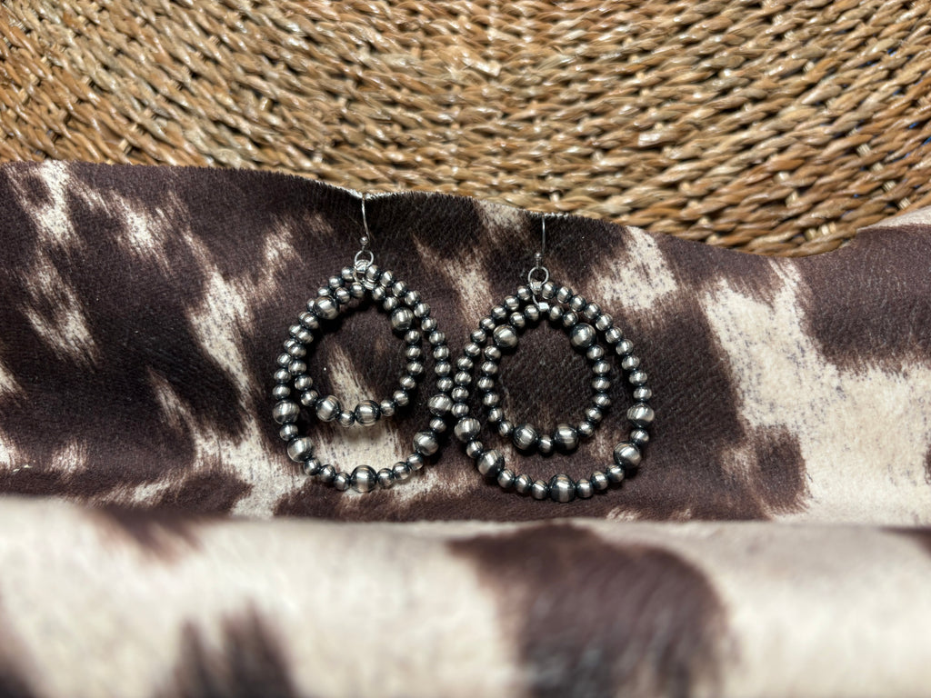Sterling Silver Bead Hoop Earrings