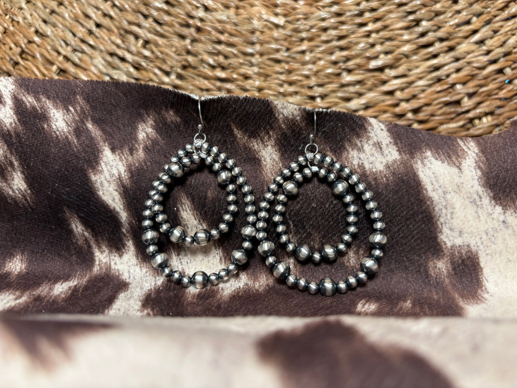 Sterling Silver Bead Hoop Earrings