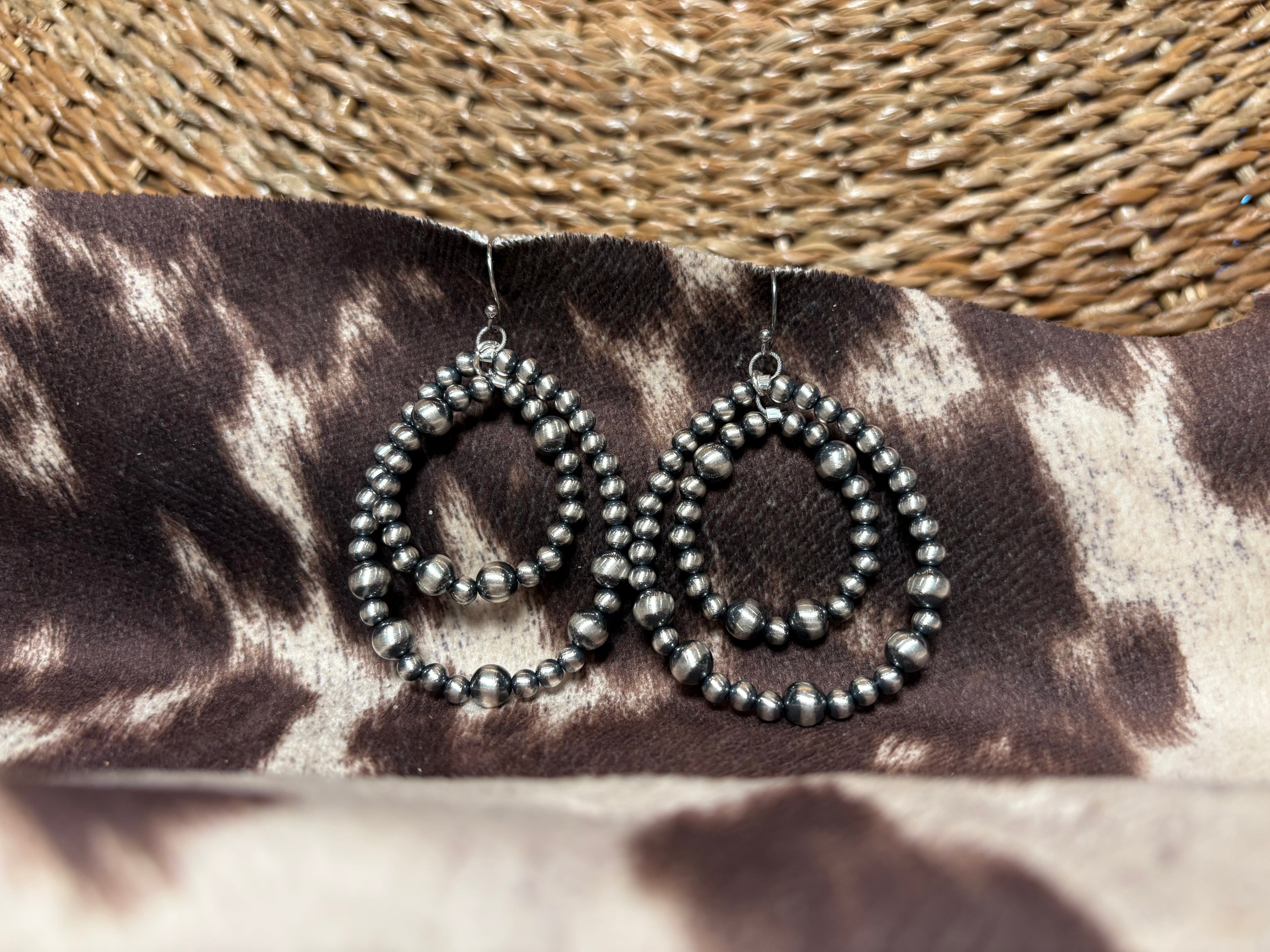 Sterling Silver Bead Hoop Earrings