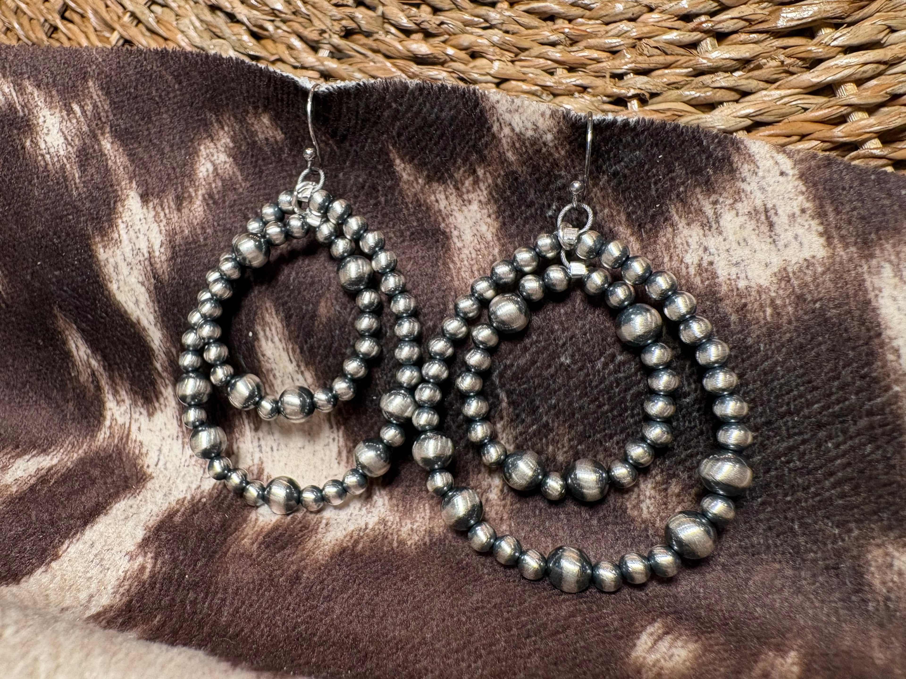 Sterling Silver Bead Hoop Earrings