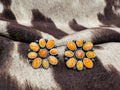Sterling Silver Orange Spiny Cluster Earrings