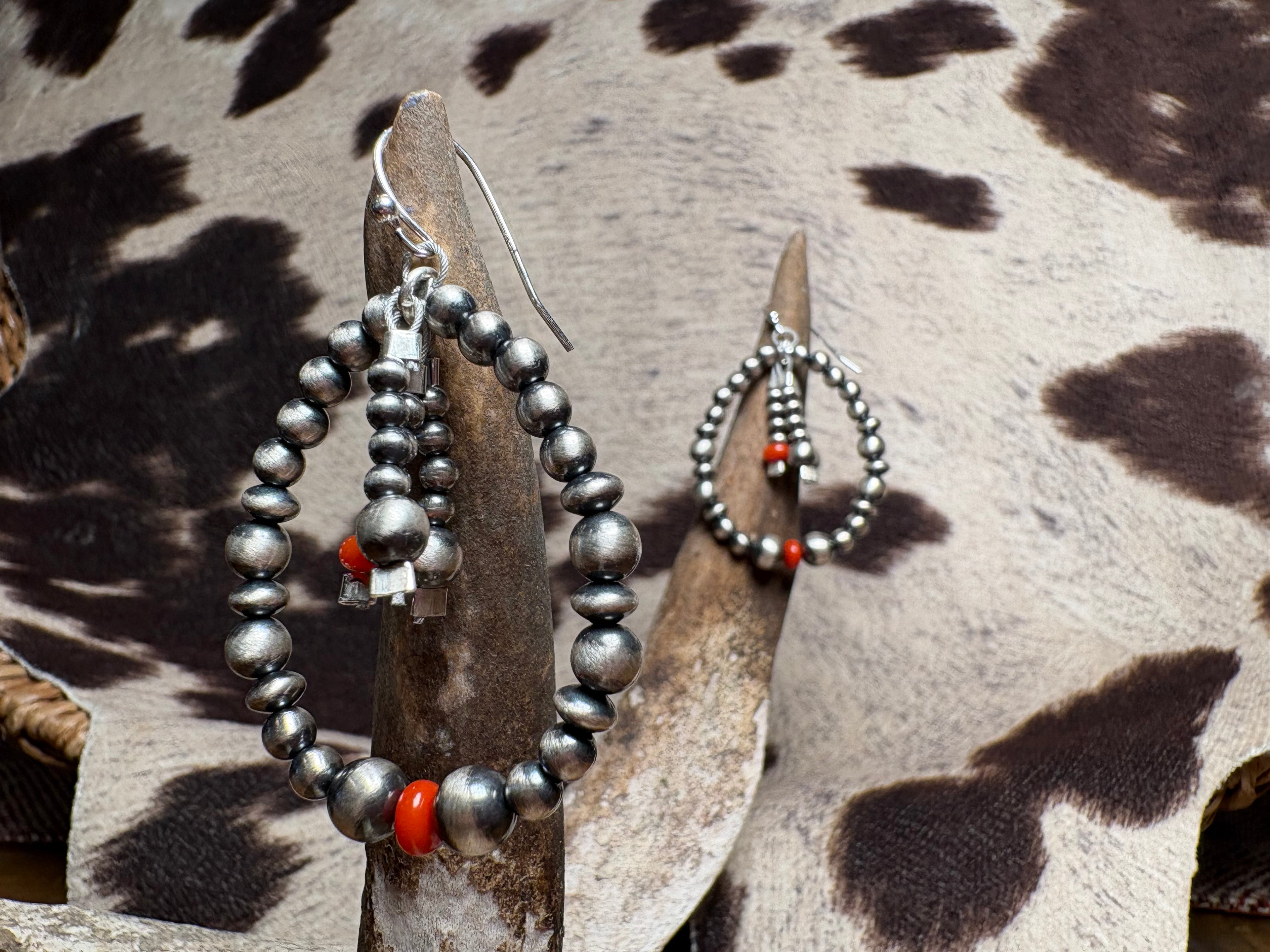 Sterling Silver Bead Hoop Earrings