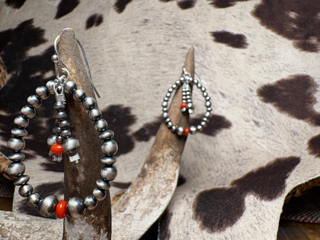 Sterling Silver Bead Hoop Earrings
