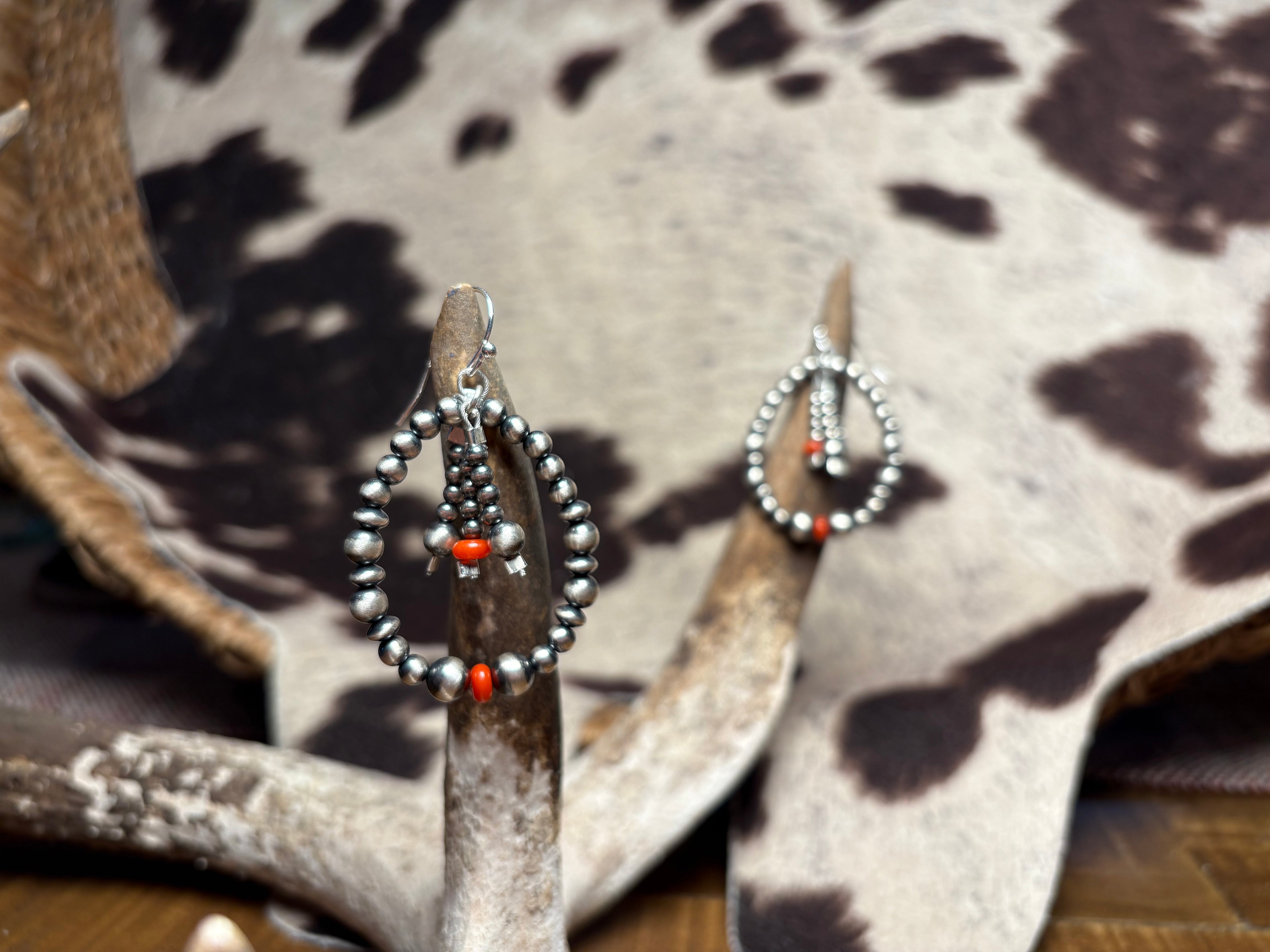 Sterling Silver Bead Hoop Earrings