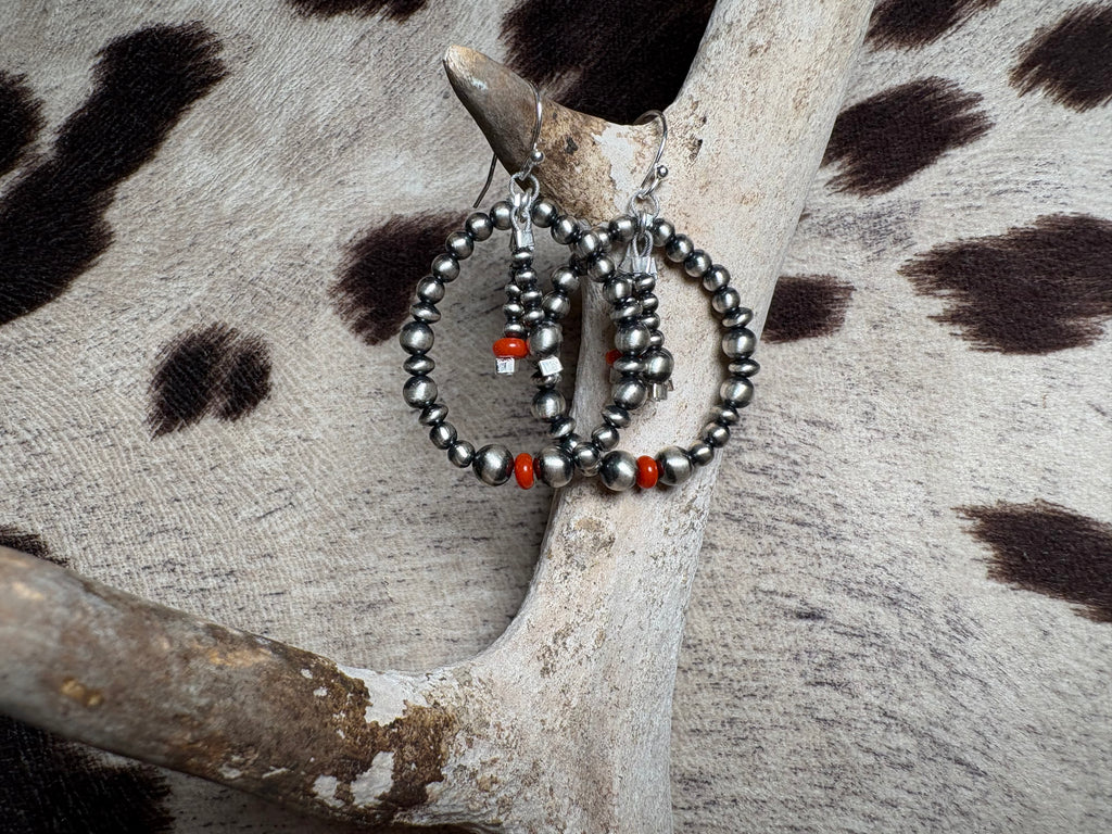 Sterling Silver Bead Hoop Earrings