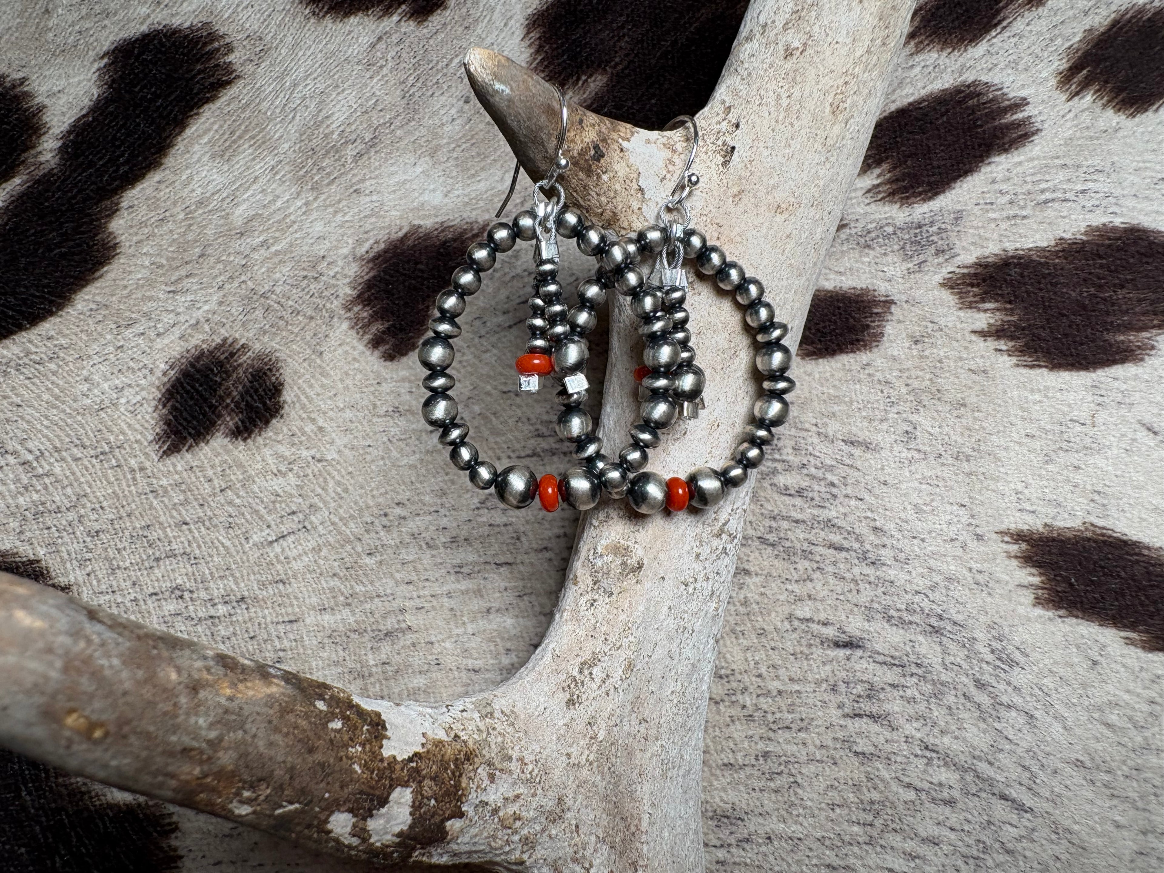 Sterling Silver Bead Hoop Earrings