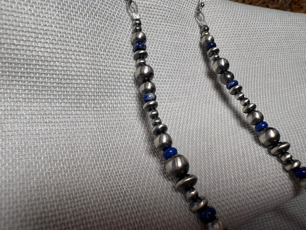 Sterling Silver Bead Lapis Earrings