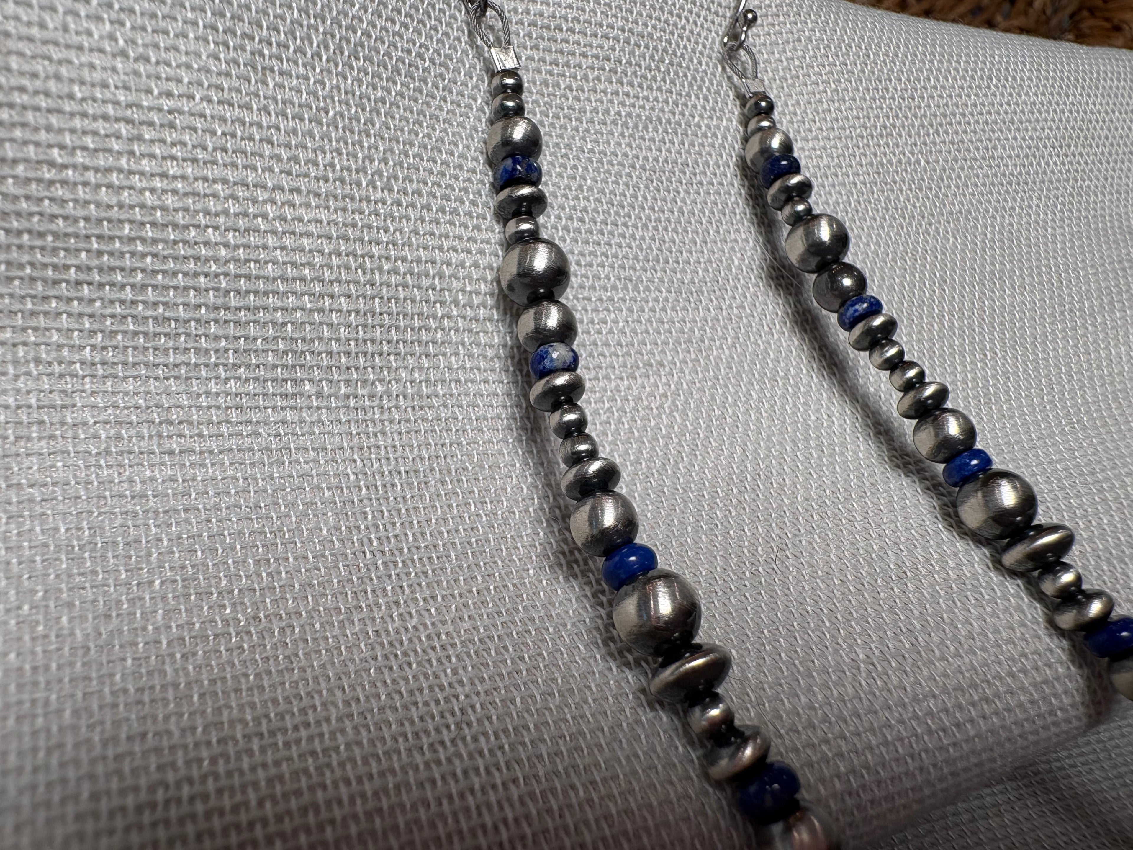Sterling Silver Bead Lapis Earrings