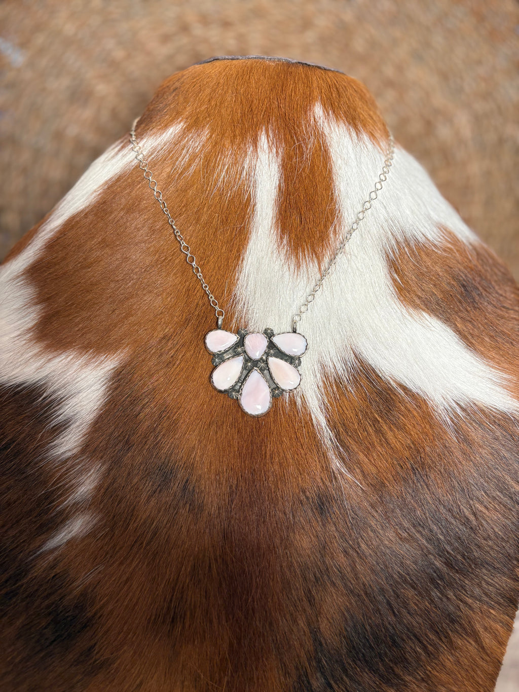 Sterling Silver Pink Opal Necklace