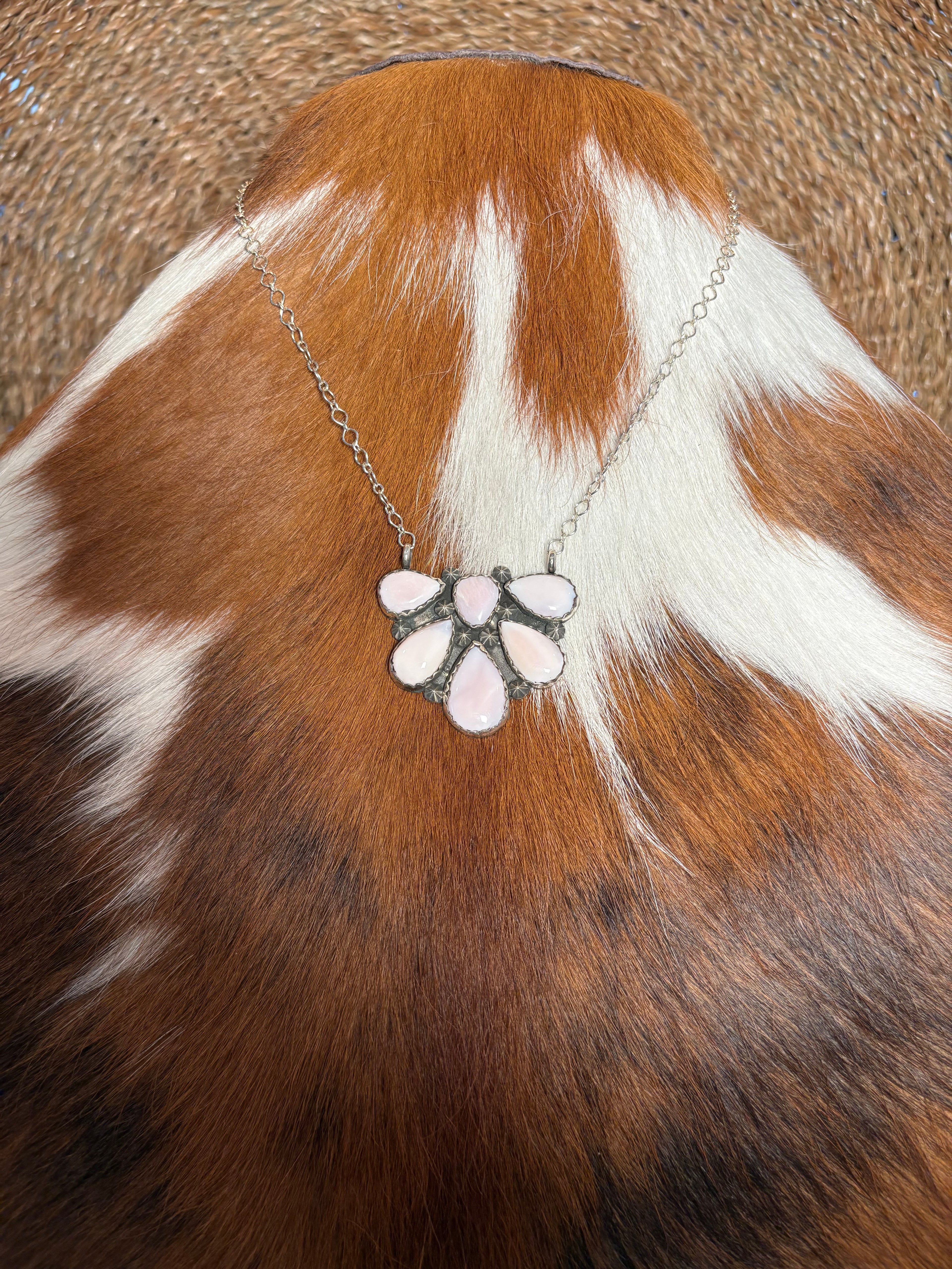 Sterling Silver Pink Opal Necklace