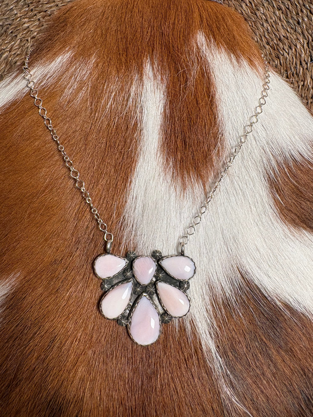 Sterling Silver Pink Opal Necklace
